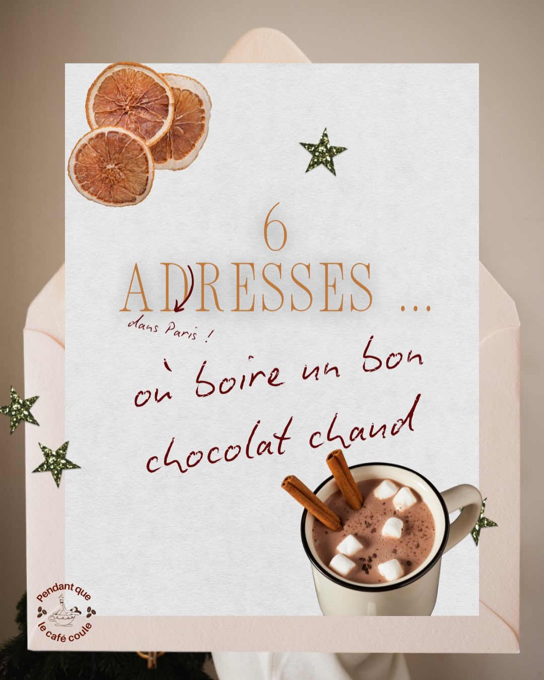 🎄𝑶𝑯 𝑶𝑯 𝑶𝑯 🎄
Froid, pluie, ou juste envie de réconfort ? Il est temps de (re)découvrir le vrai goût du 𝐜𝐡𝐨𝐜𝐨𝐥𝐚𝐭 𝐜𝐡𝐚𝐮𝐝. Je vous ai sélectionné 6 adresses incontournables de Paris, pour toutes les envies et tous les budgets. Glissez pour trouver votre pépite !
🍫 Quel est votre chocolat chaud préféré à Paris ou ailleurs ? Dites-le-moi en commentaire et partagez ce guide avec des proches qui doivent vous inviter !
📌 RDV demain pour en savoir plus sur l’arrivée du 𝐜𝐡𝐨𝐜𝐨𝐥𝐚𝐭 en Europe !
📍Si ce poste vous a plu... n’hésitez pas à vous abonner !
#chocolatchaud #hotchocolate #parishotspots #deuxmagots #parisfoodguide #parisgourmand #salonsthéparis #Noël #christmas #coffeeshop