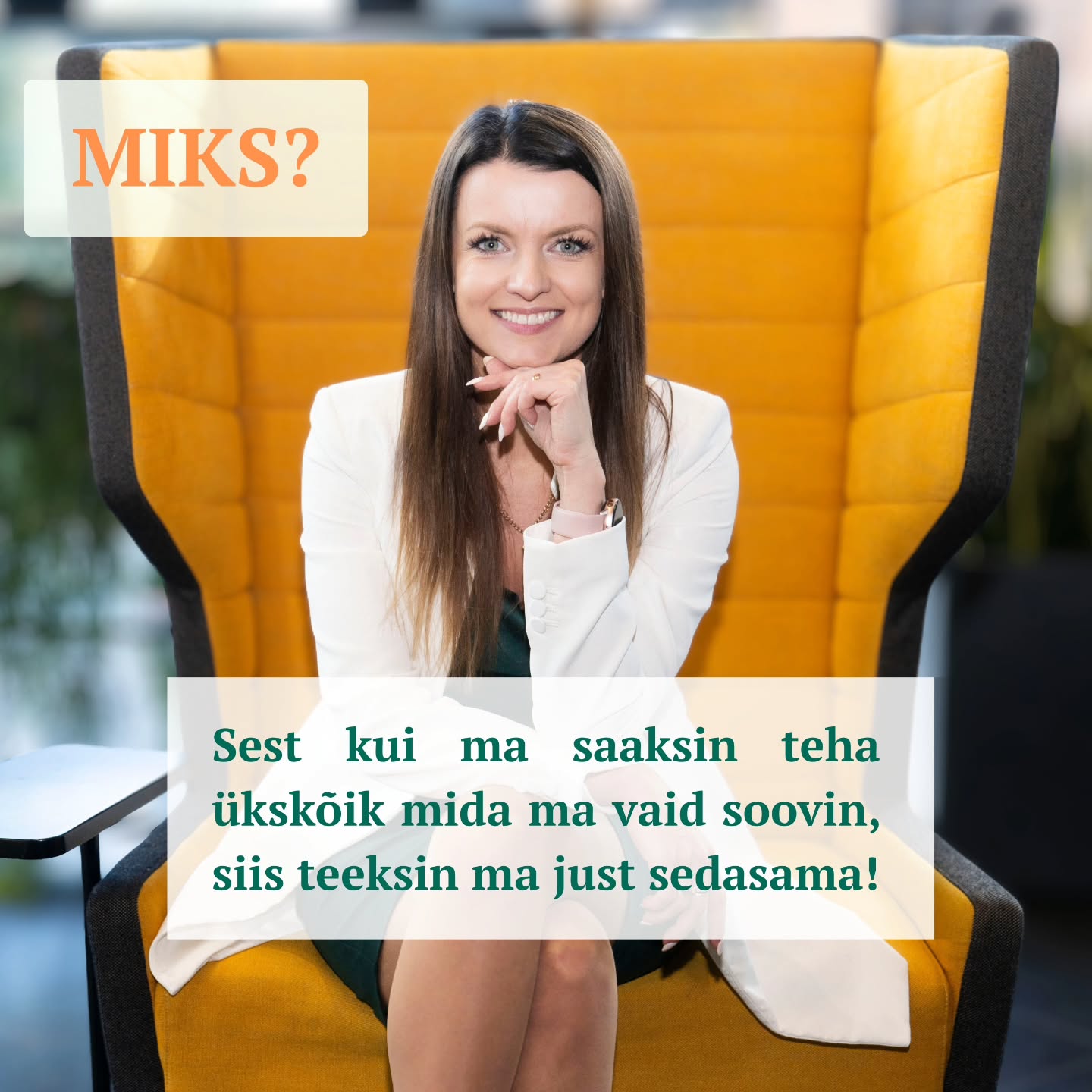 On Sul olnud kunagi nii, et tuleb mõte ja idee viia ellu midagi uut - teha midagi täiesti teistmoodi. 💁♀️💁♂️
Sa asud teekonnale - siht on silme ees - teekonnal hakkab asju juhtuma - kõik ei toimigi kohe plaani järgi - elu tuleb vahele ja järjepidevuses tekib takistusi? ✅
- keegi või miski lööb ebakindluse kõikuma? ✅
- tekib segadus, küsimusi, fookus hakkab hajuma, kõike on järsku nii palju laual? ✅
Minu missioon on, et Sul on selgus oma sihis, Sul on selgus oma tänases valmisolekus ja ma aitan Sul luua plaani ja käia seda teekonda edasi - hoides fookust, selgust, kindlameelsust ja südames vabadust ja rahulolutunnet - me loome teekonna, kus Sa tunned juba liikudes, et elad seda elu, mida oled loomas.
Ma olen lahenduskeskne coach, ettevõtjate mentor, enesearengu koolitaja ja inspiratsioonikõneleja. Ma aitan Sul luua oma ellu rohkem selgust, vabadust ja rahulolu.
⭐️ Pea nelja aasta jooksul olen läbi viinud üle 400 tunni personaalseid coachinguid.
⭐️ Loonud koolitusi ja programme, mis aitavad osalejatel toetada vaimset tervist, ennetada läbipõlemist ning kujundada mõtteviisi, harjumusi ja hoida fookust eesmärkide saavutamisel.
⭐️ Olen läbi viinud üle 25 virtuaalse kursuse ja üle 30 virtuaalse ja füüsilise koolituse ning esinenud inspiratsioonikõnedega seminaridel ja konverentsidel.
⭐️ Ma olen teinud samme ja saavutanud eesmärke, millest kunagi isegi veel kõva häälega mõelda ei julgenud! 🫣 Aga minus on meeletu tahe ja soov ja ma teen need asjad ära!
Märka - Sinu silmad paneb särama see, kui teed seda, mida kõige enam soovid ja seda saadab selgus ja kindlameelsus.
Coaching on Sinu võimalus soovitud muutused ellu viia! 🤩
Mis oleks kui lubad mind sellele teekonnale toeks?
✍️ Kirjuta mulle DM või info@kadrikeerme.ee ja leiame Sinu jaoks parima lahenduse.
Nb! Esimene tutvuskõne 40 minutit on tasuta.
📸 @jaanika.art