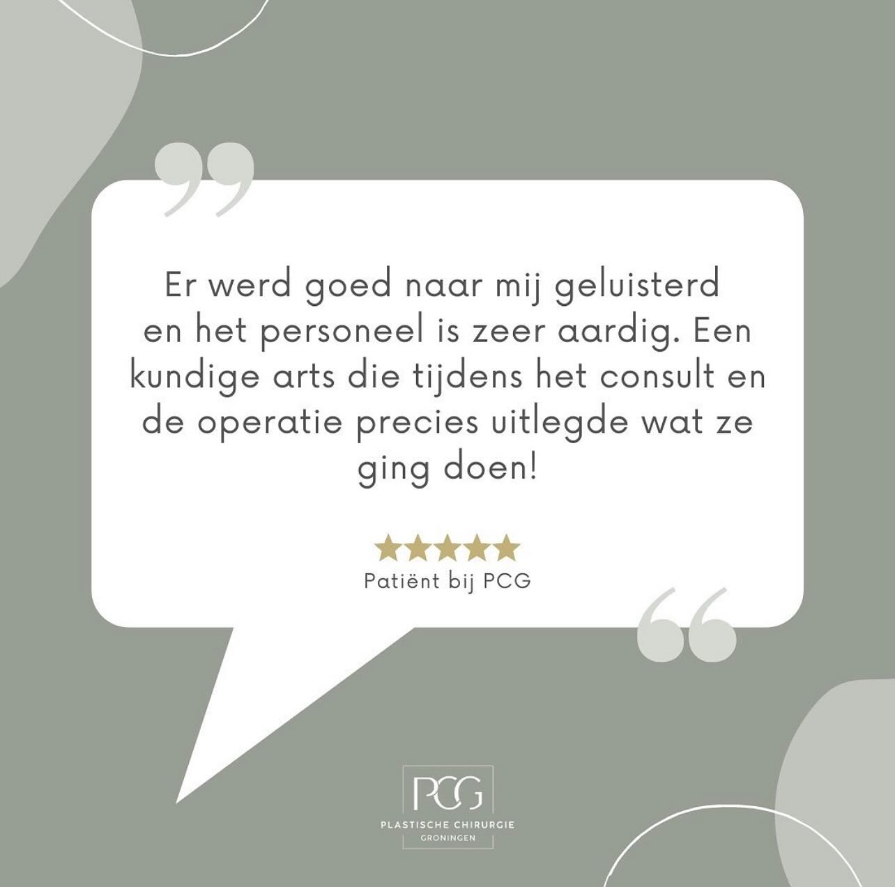Patiënten review 🤩💭
Wilt u meer informatie of een afspraak maken voor een vrijblijvend eerste consult? Neem dan snel contact met ons op!
📞: 050 - 211 04 96
💌: info@pcgroningen.nl