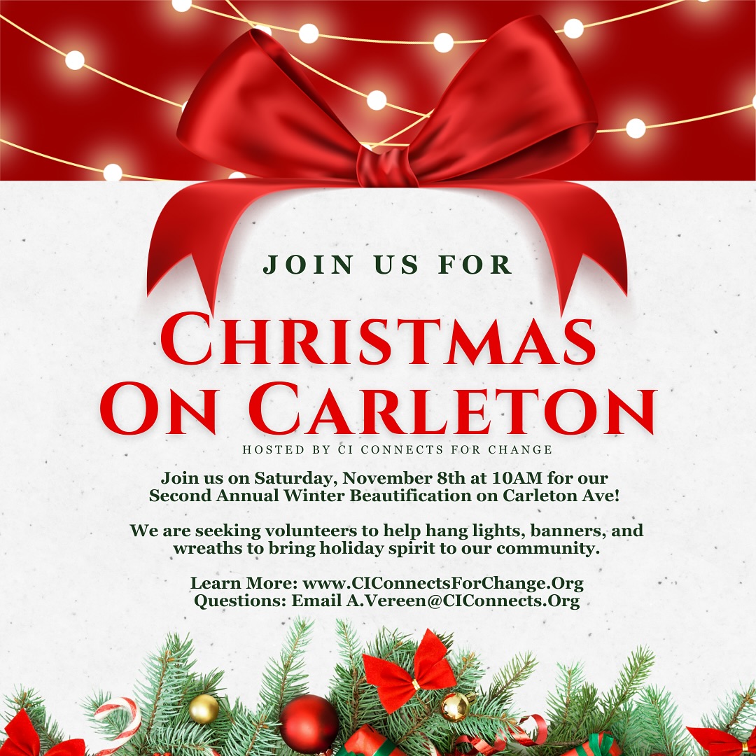 ✨ It’s Time to Deck the Halls of Carleton Avenue ✨
CI Connects for Change is excited to host our 2nd Annual Winter Beautification: Christmas on Carleton!
Join us as we spread holiday cheer down Carleton Avenue by hanging lights, wreaths, and festive banners to make our community shine bright this season. 💫
We’re so grateful to Jeanette Bisono and CIFD Chief Vincent Plotino for their generous donation of all the beautiful lights that will illuminate Carleton this year! 🎁💡
Let’s come together to make Central Islip sparkle with community pride and holiday spirit! ❤️💚
📅 Saturday, November 8th at 10 AM
📍CIFD Parking Lot 97 Carleton Ave Central Islip, NY
Sign up using the link in our bio.