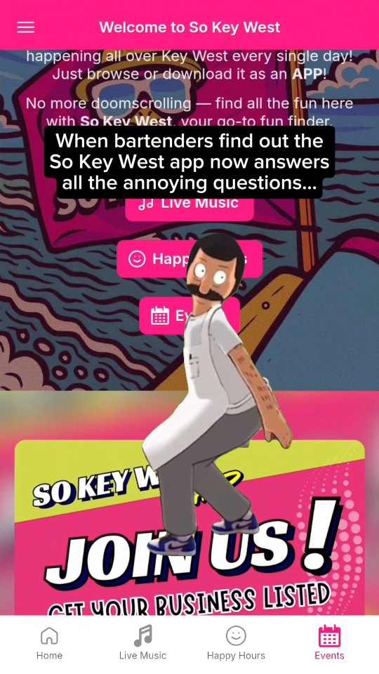 Save a bartender. Download the app.
Go to sokeywest.com to find the Key West FUN.
👉🏼Live Music
👉🏼Happy Hours
👉🏼Events
#SoKeyWest #BartenderLife #BarHumor #KeyWest #LiveMusic #HappyHour #Events