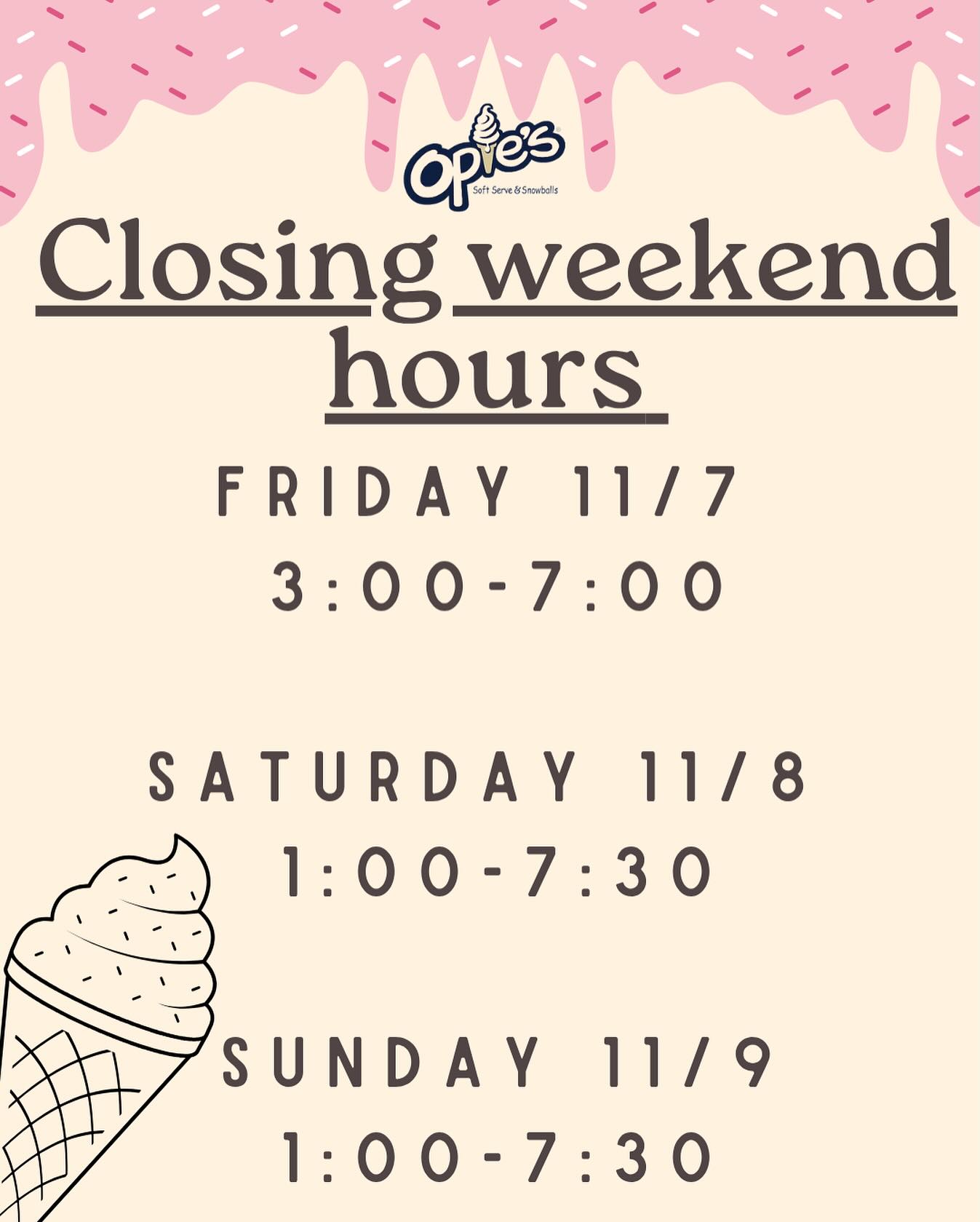 CLOSING WEEKEND HOURS! 😭
Stop by and see us one last time this weekend! Thank you, Catonsville, for another amazing year. We appreciate all your support and can’t wait to welcome you back when we reopen in April 2026!