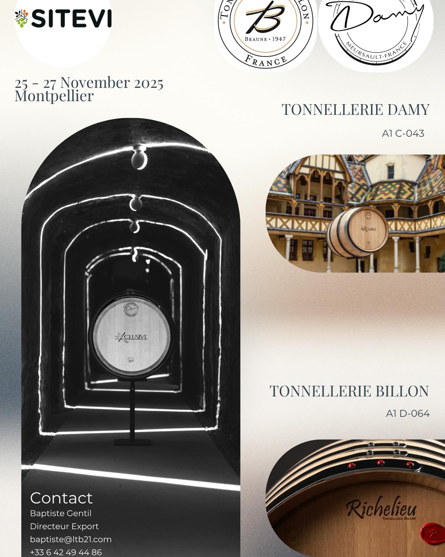 In anticipation of the @sitevi_montpellier trade show in Montpellier from the 25 - 27 of November, please find the booth numbers of respective partners attending in case interested to visit 😊.
@tonnelleriedamy A1 C-043. @tonnellerie_billon A1 D-064. @wine.globe A3 C-006.
@tavaceramics A2 B-027.
@clcvasche A1 D-026.