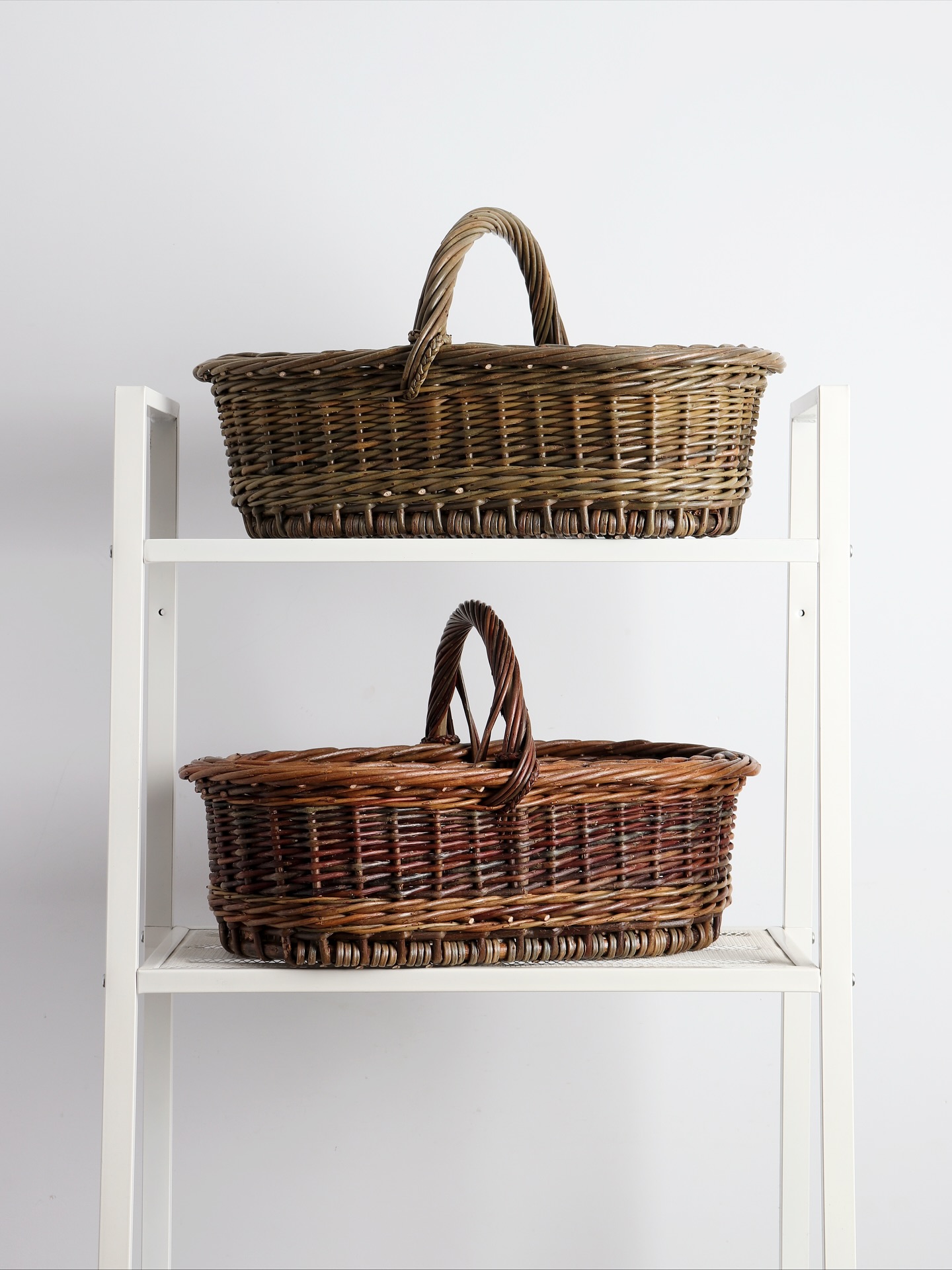 A pair of shopping baskets ready for our next shop drop coming soon.