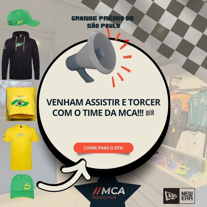 Venham assistir ao Grande Prêmio de São Paulo com a gente e garantam seu look na hora para torcer com estilo! A loja MCA está pronta para receber vocês com muita energia, moda e paixão pela velocidade 🏎️
#GPdeSãoPaulo #F1 #F1naMCA #Formula1 #Stake