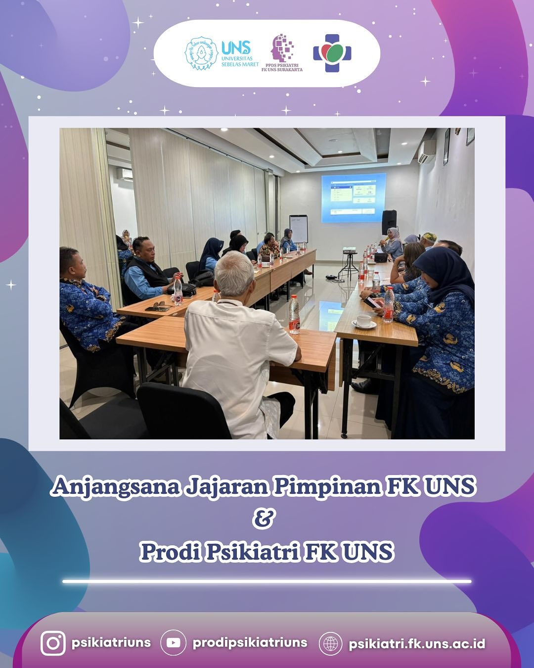Silaturahmi yang hangat, kebersamaan yang menguatkan. Langkah kecil dengan makna besar.
Anjangsana jajaran pimpinan Fakultas Kedokteran UNS bersama Program Studi Psikiatri FK UNS menjadi ruang untuk menjalin silaturahmi, memperkuat kolaborasi, dan menumbuhkan semangat sinergi demi kemajuan bersama. 💫
#FKUNS #PsikiatriUNS #Anjangsana #KolaborasiBersama #SinergiUntukKemajuan