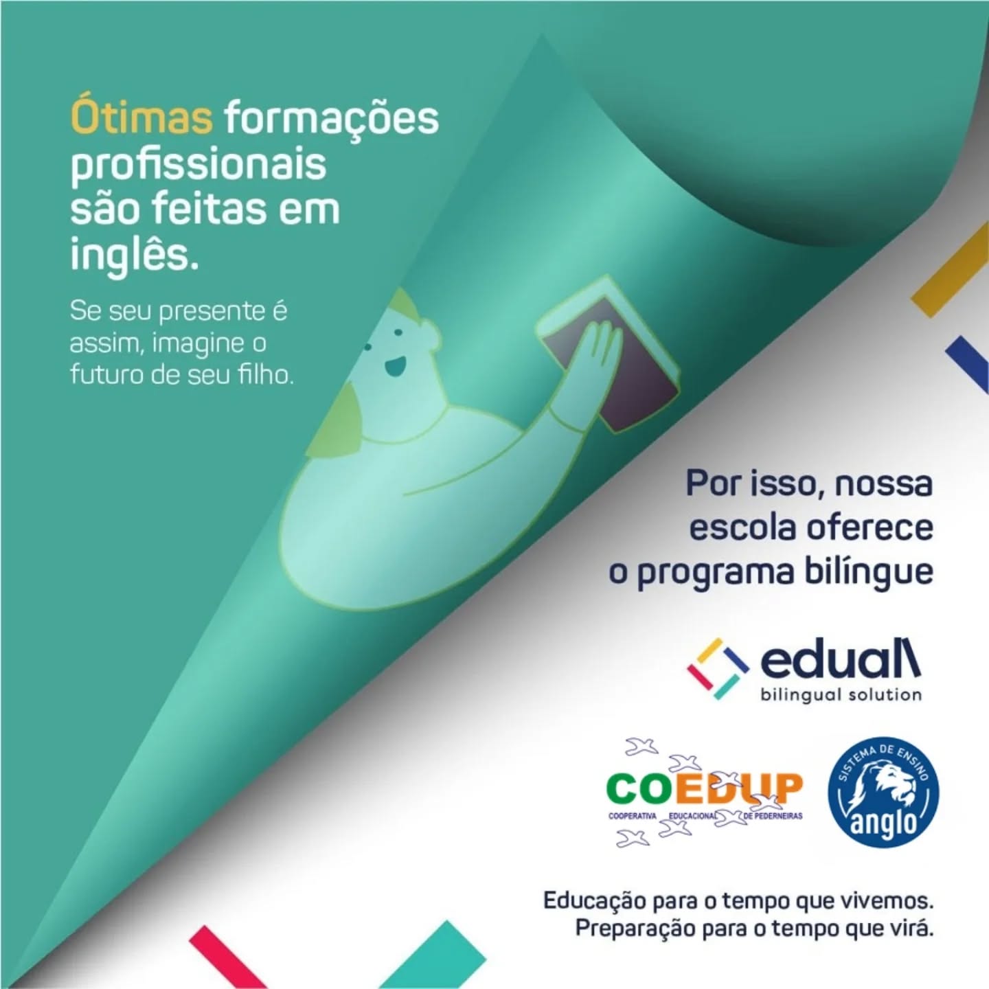 Eduall é um programa de ensino de inglês com abordagem bilíngue, projetado para acompanhar todas as fases do aprendizado. Baseando-se nos conceitos de building blocks e de aulas gamificadas, Eduall possibilita que os estudantes aprendam a língua inglesa em conjunto com outros conteúdos. Esse tratamento interdisciplinar, em consonância com o disposto na BNCC (Base Nacional Comum Curricular), ajuda a formar cidadãos preparados para os principais desafios globais. Quer saber mais sobre o Eduall? Converse com nossa equipe educacional: vamos adorar mostrar tudo o que o Eduall traz para a educação de nossas crianças.
Clique no link da Bio e saiba mais!
#coedup
#anglo
#eduall
#educaçãobilíngue
#educaçãoqueinspira
#educarparatransformar
#educaçãocompropósito
#ensinocomexcelência
#aprendizadoqueinova