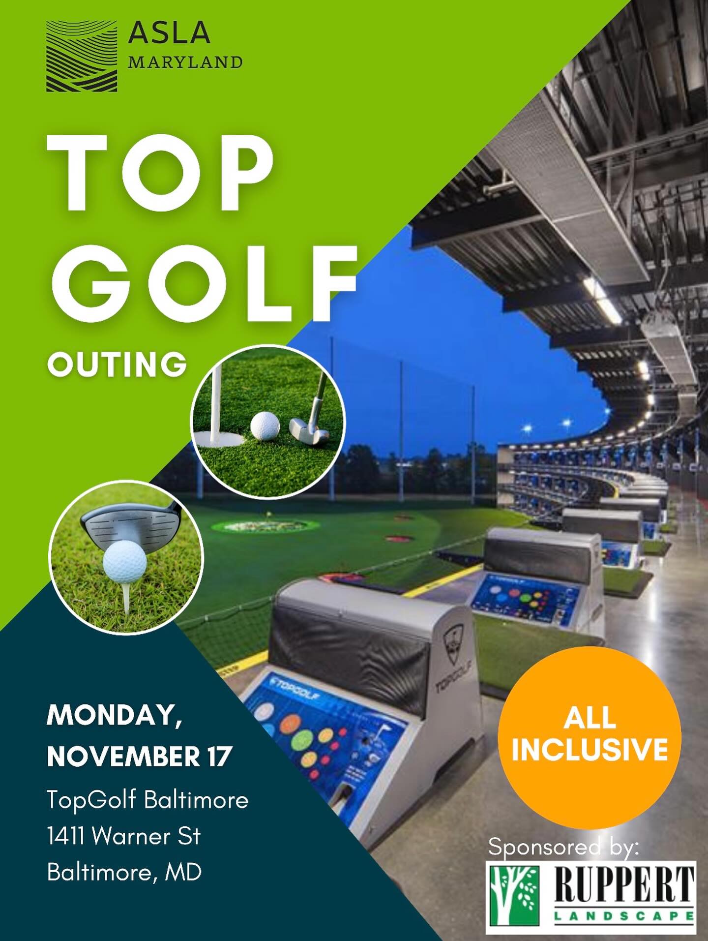 Join us for a night of Topgolf with Ruppert Landscape!
Your ticket includes two hours of play, food, drinks, and networking - all while supporting our scholarship programs. Get your tickets today!
Special thanks you Lighting Environments for sponsoring drinks!