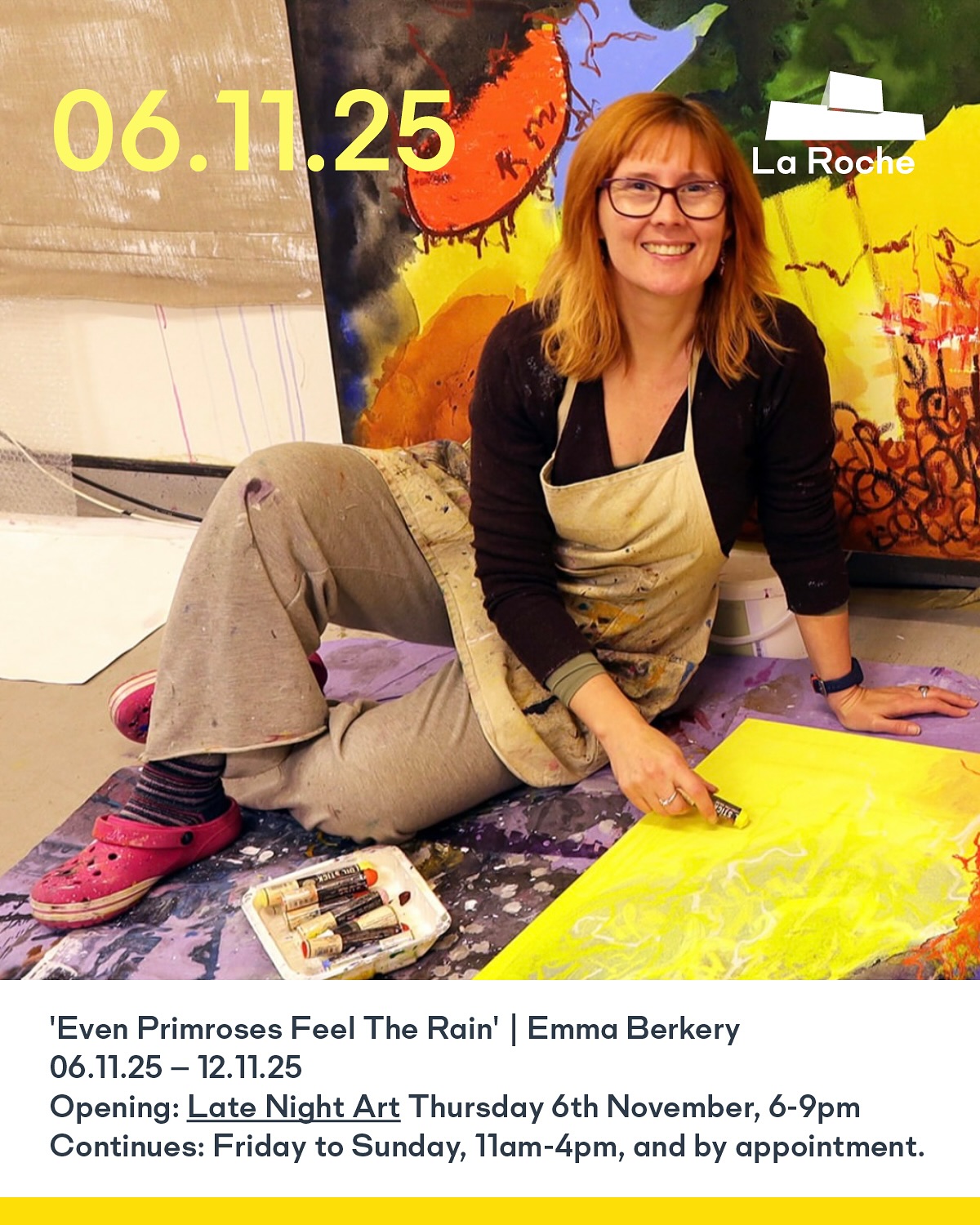 Opening this week! Everyone welcome on Thursday night for the opening of Emma Berkery’s exhibition: ‘Even Primroses Feel The Rain / Fiú Mothaíonn na Sabhaircíní an Bháisteach’. The show will be launched by art historian Isabella Evangelisti, who recently featured Emma’s work in the @irisharts_review, and has written an extended essay to accompany the show.
Exhibition launch event takes place as part of @latenightart_belfast. Wine reception with live traditional music. All welcome.
The exhibition continues until 12.11.2025 Opening times as follows:
Fri 7th - Sun 9th Nov 11-4pm;
Mon 10th - Wed 12th Nov by appointment with La Roche House.
@emmaberkeryart
#oilpainting #movement #irishart #abstractart #abstractpainting #artishope #emotions #abstractcolour #artexhibition
#irishpainting #abstractexpressionism #fluidart #beautyinart
#resilience #buyart #collectart #sharedexperience