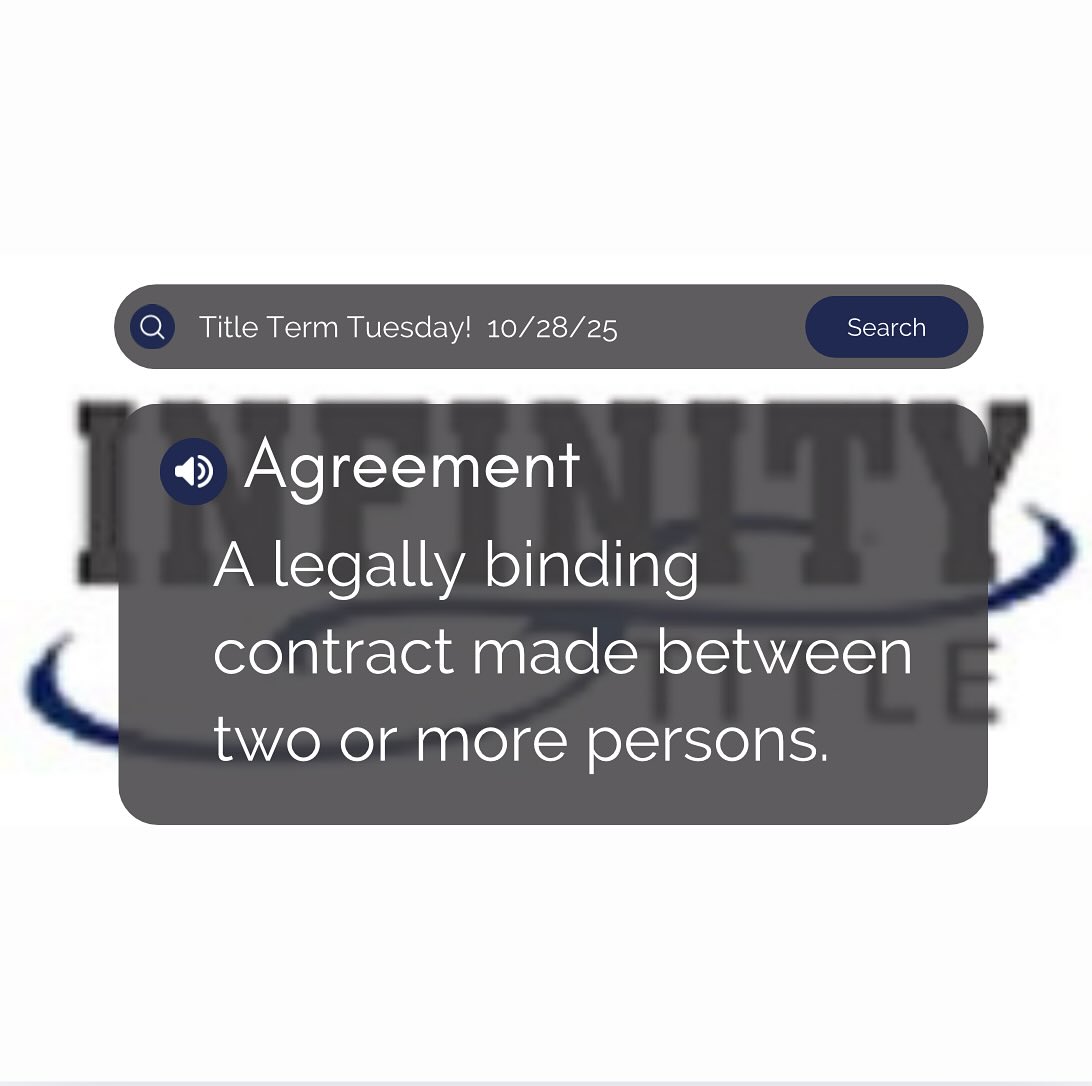 Happy Tuesday Infinity Title Family! Title Term Tuesday is back! Today's term is Agreement ⬆️.
#closewithus #title #nola