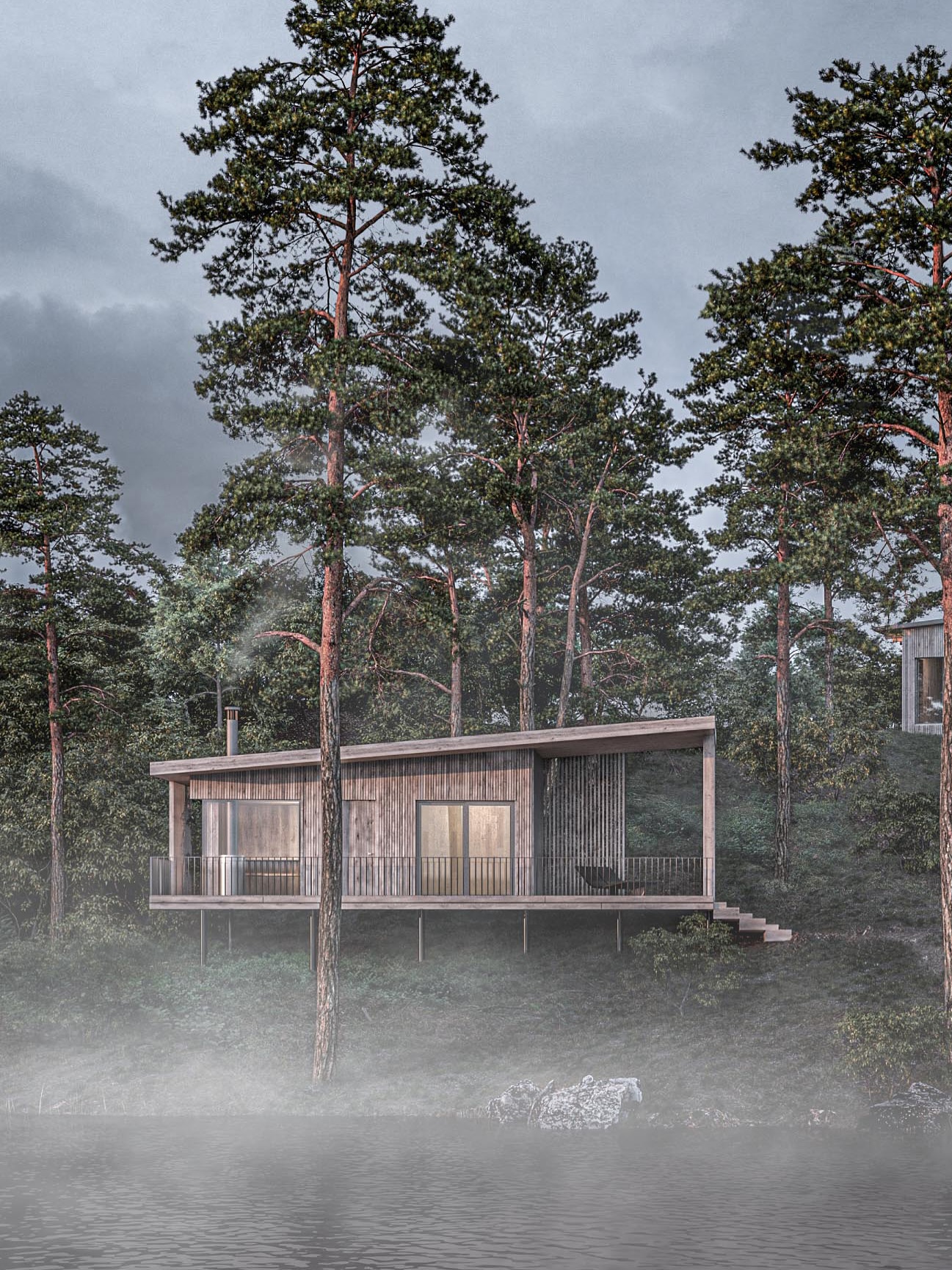 The quietness of November brings inspiration for new concepts like this lake house in Lohja. Visualisations by @aisto.fi
A home by the water, embraced by the tranquility of a misty evening. Gentle ripples meet the shoreline as a thin veil of fog drifts over the lake. In a landscape that invites solitude and introspection, these qualities are reflected in the design itself.
#visualization #architecture #design #designstudio #nordic #architect #interiordesign