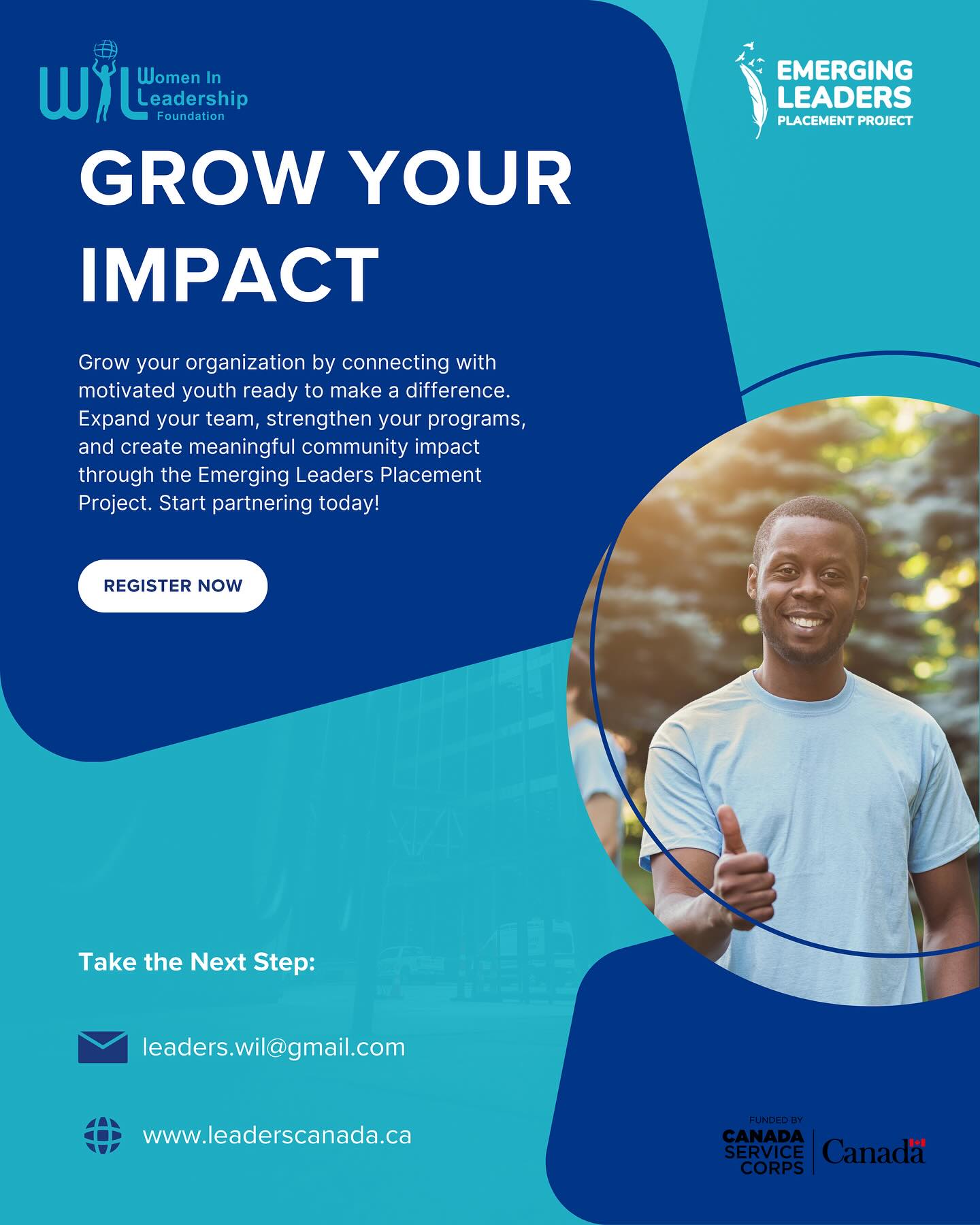 Grow Your Impact with Us! 🌱
Your organization has the power to inspire the next generation. By partnering with the Emerging Leaders Placement Project, you can connect with motivated youth, strengthen your programs, and create lasting community change. Together, we can make a bigger difference.
📧 Start partnering today at leaders.wil@gmail.com
🔗 Learn more at leaderscanada.ca
Proudly funded by Canada Service Corps
#EmergingLeaders #YouthLeadership #CommunityImpact #NonProfitPartners #MentorshipMatters #GrowTogether #LeadershipInAction #CanadaServiceCorps #LeadersToday #YouthInCanada