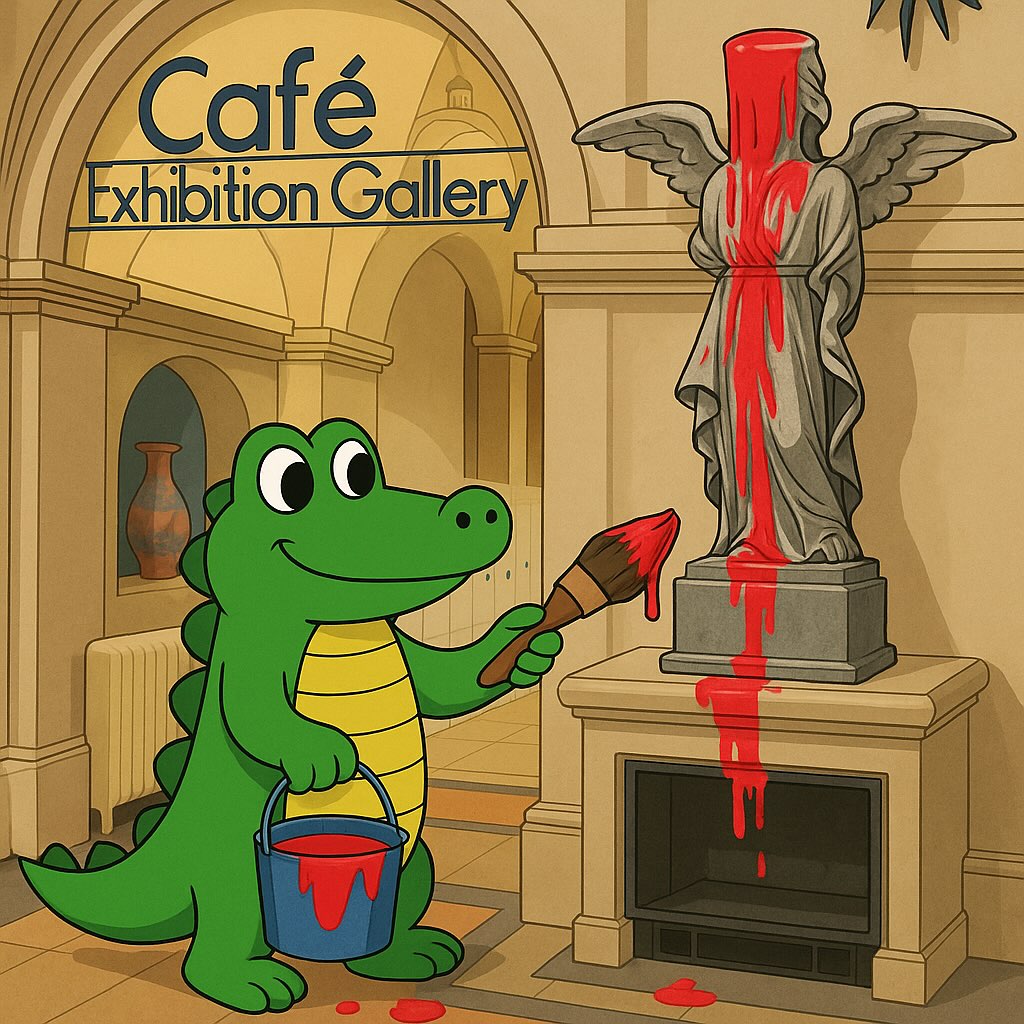 “The Bristol Crocodile caught red-handed at the Bristol Museum, following in Banksy’s footsteps with his own splash of colour! 🎨🐊❤️
#theBristolCrocodile #Banksy #StreetArt #BristolCreatives #CliftonCulture #ArtInBristol #CrocodileAdventures #BristolGallery #LocalArtist #WhimsicalBristol #bristolmuseum #underfallyard #mshed #bristolharbourside