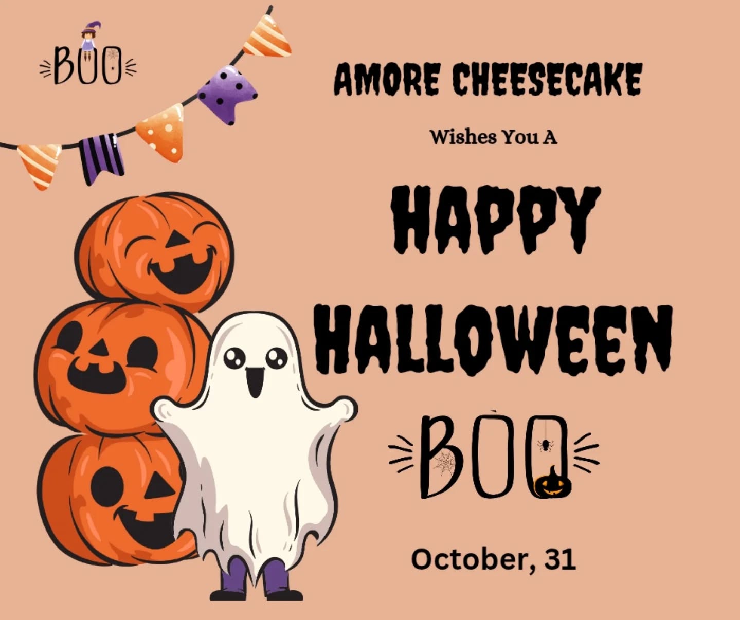 Happy Halloween! May your Halloween be filled with thrills, chills and lots of sweet treats! Have a spectacular time. 🎃
#HappyHalloween #amorecheesecake #SpookySeason #FearlessVibes #Halloween2025 #TrickOrTreat