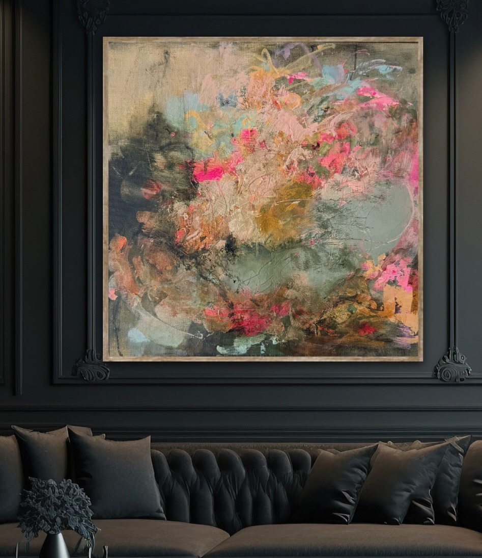 Well this one has been sold before making my website and will be staying in wales. I think it’s the first painting I’ve sold this year. I’ve spent this year building a body of new work and focussing on one art fair. It’s been growthful and challenging. Now all I need is the internet so I can try and get my website accessible and all my new work uploaded. There is a lot of pink.
#sorrynotsorry
#inspiredbycolour
#colourismyjam
#layersonlayersonlayers