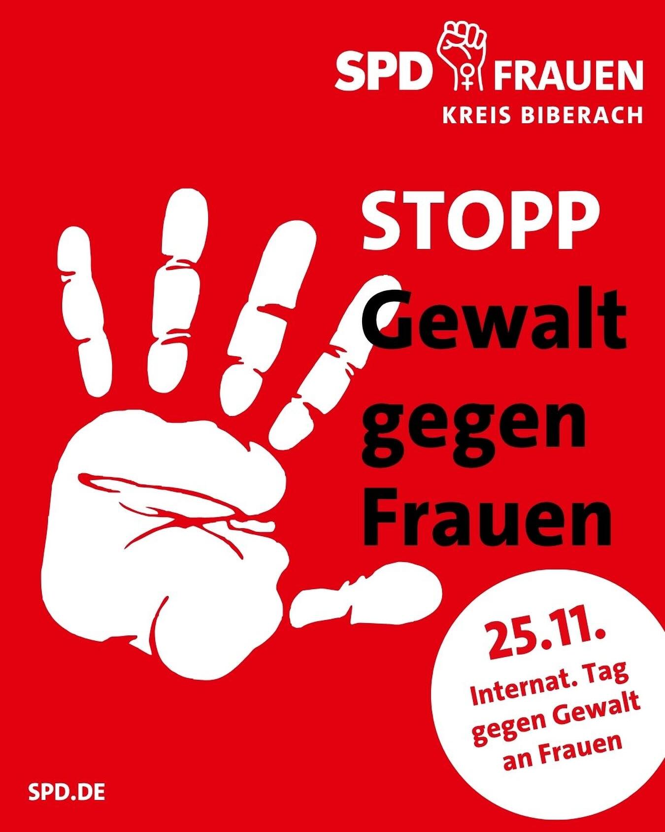 25. November – Internationaler Tag gegen Gewalt an Frauen
🚫 Gewalt hat keinen Platz in unserer Gesellschaft!
👩🦰 Jede Frau und jedes Mädchen hat das Recht auf ein Leben in Sicherheit und Würde.
Doch noch immer erleben viele Gewalt – oft im eigenen Zuhause, oft im Verborgenen.
Wir, die SPD-Frauen Kreis Biberach, sagen klar: Stopp Gewalt gegen Frauen!
Lasst uns gemeinsam hinschauen, ansprechen und handeln.
🤝 Solidarität zeigen, Betroffene unterstützen und Hilfe ermöglichen – dafür setzen wir uns ein!
Jede und jeder kann etwas tun: Zuhören, nicht wegsehen und sich klar positionieren.
Nur gemeinsam schaffen wir eine Gesellschaft, in der alle frei und sicher leben können.
🧡 Setz auch Du ein Zeichen!
Teile diesen Beitrag und mach aufmerksam auf das Thema Gewalt gegen Frauen.
#StopptGewalt #SPDfrauen #KreisBiberach #OrangeTheWorld #25November