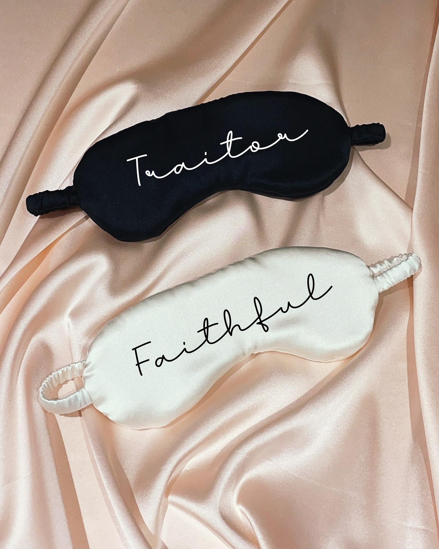 Who else got hooked on Celebrity Traitors? I usually take a couple of episodes to get into it and then I’m all in!
I’m just saying…my eye mask personalisation is not limited to names! The perfect gift for the Traitors obsessive this Christmas?
If anyone would like one of these eye masks, drop me a message for a special discount as I’d just really love to make some of these because these are just quick Photoshopped eye masks!
Image description – A black silk eye mask with photoshopped white text added reading Traitor and a white silk eye mask with photoshopped black text added reading Faithful against a pale pink silk background
#TheTraitors #Traitors