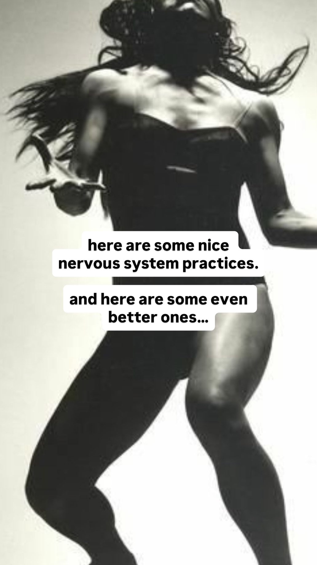 Tools can be great and necessary. And they can be an elaborate distraction from something more honest, and often something more simple.
Sometimes you might need tools like the ones in the first set to create the capacity to do practices like the ones in the second set. But the second ones aren’t even practices, really, they’re STANDARDS.
But you get the idea, right?
Our nervous system is about more than fight or flight and regulation is about far more than tools — it requires co-regulation, trust, truth, discomfort, and physiological care. And if you’re not really committed to practices like the new in the second list you’ll be spending a lot more time on the first ones.
If you’re doing butterfly hugs whenever you feel a stirring of discomfort or emotion but are still lying to yourself, gossiping, setting boundaries to avoid facing hard feelings, and holding back from what you really truly want to do in your life then there’s only so much ‘nervous system regulation’ you can achieve.
➡️ Drinking @mycosoulofficial coffee — which IMO is one of the better regulation practices as it has lower caffeine = fewer jitters, lion’s mane which stimulates nerve growth factor, cordyceps which boosts ATP (battery charge of the NS) and oxygen uptake, and chaga which can reduce neuroinflammation 👌🏽
Comment RITUAL and I’ll send you the link to get yours.
———————-
#gifted #nervoussystemregulation #nervoussystem #nervoussystemreset #somatics #somatictools #somaticpractices #breatwork #breathworkhealing #breathworkfacilitator #somaticscoach #fascia #selfhealing #healingjourney #selfdiscover