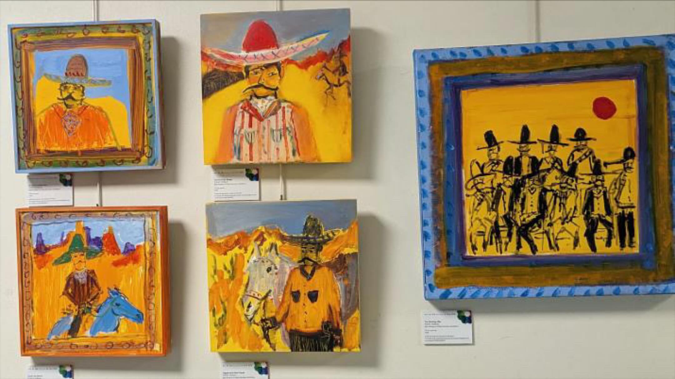 My paintings which are included in a brilliant new exhibition by the members of Bath Society of Artists. This is now on display in the central corridor of the Royal United Hospital Bath. All the Artwork is available for sale with one third paid to the RUH.
Thanks to Paula Martyr for the photo. #artatheartruth #ruhxcharity #friendsoftheruh #bathsocietyofartists #tonysmith #sombreromen #cowboyworld #oilpaintings #artoninstagram #art #wiltshireartist #paulamartyr