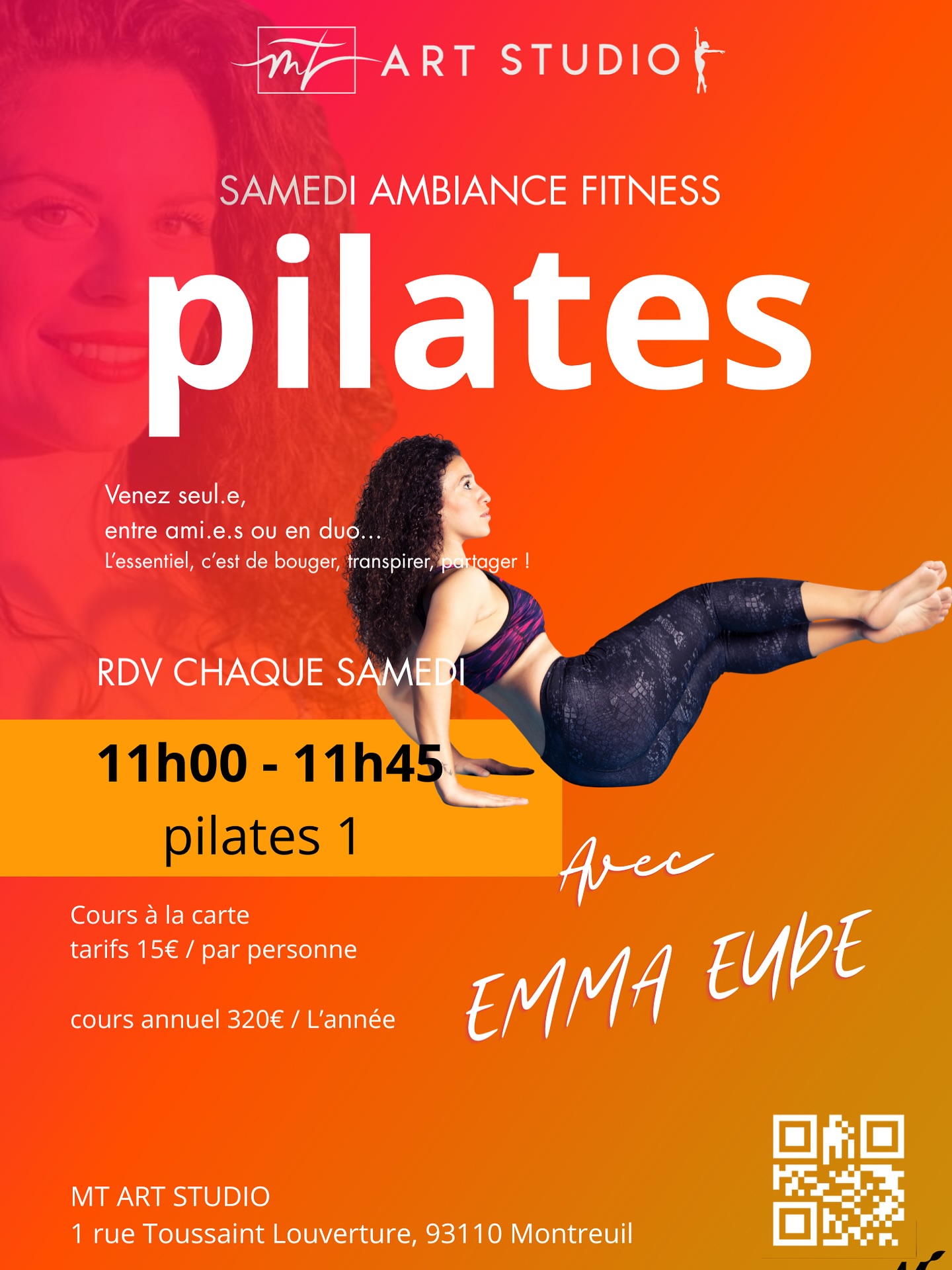 ⸻
✨ NOUVEAU COURS À MT ART STUDIO ! ✨
On renforce, on s’aligne, on respire… Le Pilates 1 arrive à Montreuil ! 🌿💪
Dès samedi 22, découvrez notre nouveau cours pensé pour renforcer le centre du corps, améliorer la posture et développer une belle conscience corporelle.
Chaque samedi :
➡️ PILATES 1 • 11h à 11h45
Avec : @la_eude
⸻
Un rendez-vous idéal pour travailler en profondeur, tout en douceur et en contrôle, dans une atmosphère calme, précise et ultra bienveillante.
Parfait pour les débutants ou celles/ceux qui veulent reprendre les bases du Pilates en toute sérénité ✨
🌟 Vous allez adorer :
• Renforcement du centre (core)
• Amélioration de la posture
• Respiration et contrôle
• Sensation de légèreté après le cours 🧘♀️
💸 Tarifs :
• Cours à l’unité : 15€
• Abonnement annuel : 320€
Réservez votre place sur notre site… et venez sentir votre corps se transformer séance après séance 🌿💛
⸻
#pilates #pilatesmontreuil #mtartstudio #danse93 #bienétre #pilatesbeginner #renforcementmusculaire #posture #mobilité #sportsante #studiodedanse #nouveauté #montreuil93 #pilateslife