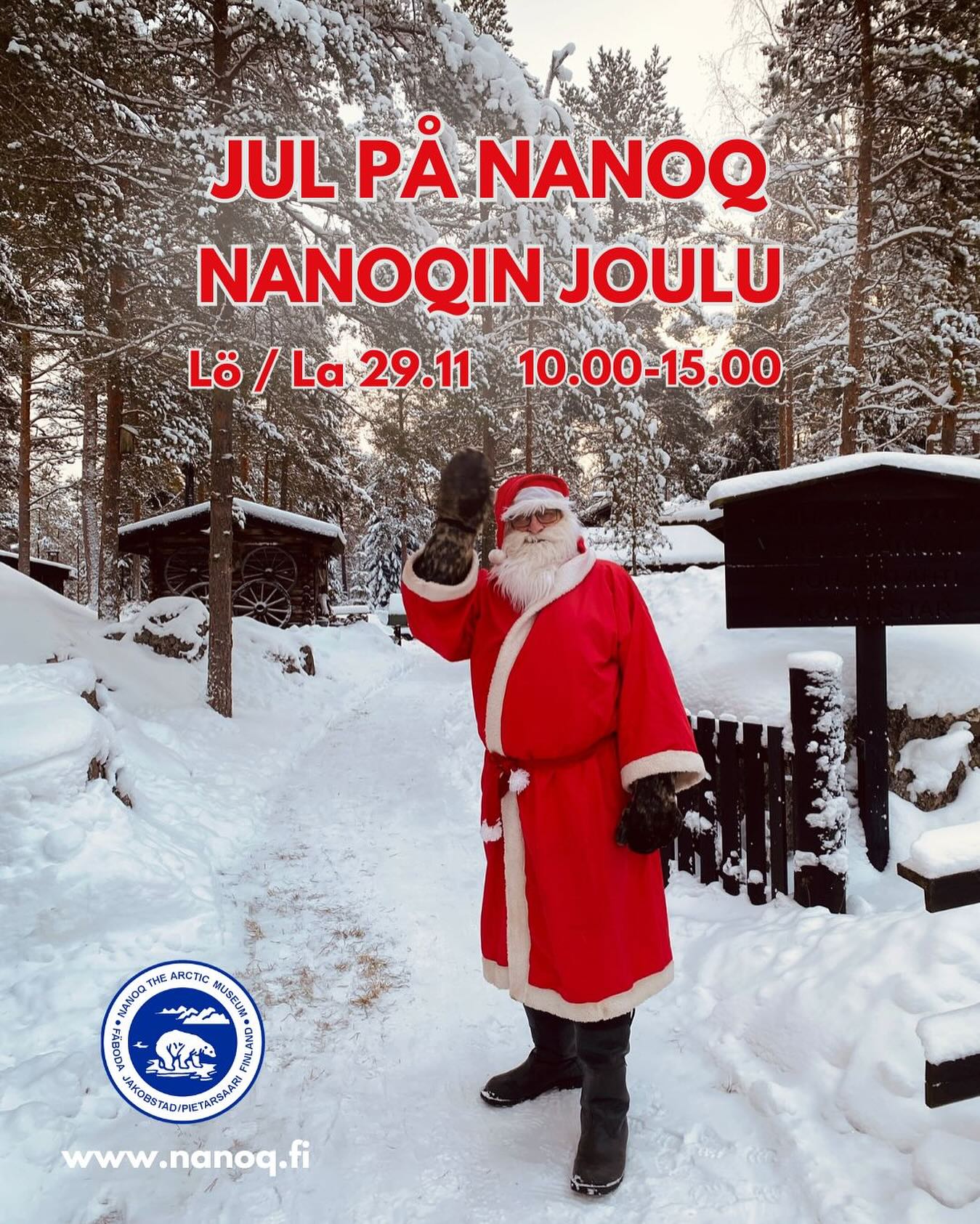 🇸🇪 Kom i julstämning vid arktiska museet Nanoq lördagen den 29 november! 🎅🏼 Museet har öppet mellan kl. 10–15.
5€5€5€5€5€5€5€5€5€
Nytt för i år är att vi tar ett litet inträde för vuxna, 5€/person. Barn har fritt inträde. Föreningen kämpar med sin ekonomi och vi är i behov av ert stöd.
På området och i stugorna ordnas olika aktiviteter som t.ex.
- Julmusik av Conny Kurula
- Häst och kärra kl 11-14
- Träffa jultomten
- Försäljning av gröt, korv, glögg och plättar
- Pysselverkstad
- Jul allsång kl 13.30
- Klappa huskyhundar
- Isbjörnsbingo
Vi förbehåller oss rätten att göra eventuella ändringar i programmet.
Information om parkering och transport kommer senare, men vi rekommenderar samåkning! 🚗
Det finns även möjlighet att sälja hantverk och produkter under Jul på Nanoq. Kontakta info@nanoq.fi för mer information om försäljning.
Varmt välkomna! 🎄☃️
❄️❄️❄️
🇫🇮 Tule nauttimaan joulutunnelmasta arktiseen museoon Nanoq lauantaina 29. marraskuuta! 🎅🏼 Museo on avoinna klo 10-15.
5€5€5€5€5€5€5€5€5€
Tänä vuonna otamme pienen pääsymaksun aikuisilta, 5€/henkilö. Lapsille on vapaa pääsy. Yhdistys kamppailee taloutensa kanssa ja tarvitsemme tukeanne.
Alueella ja mökeissä järjestetään monenlaista ohjelmaa, kuten:
- Joulumusiikkia Conny Kurulan esittämänä
- Hevonen ja kärry klo 11-14
- Mahdollisuus tavata joulupukki
- Puuron, makkaran, glögin ja lettujen myyntiä
- Joulupajapuuhaa
- Yhteislaulu klo 13.30
- Mahdollisuus tavata huskykoiria
- Jääkarhubingo
Pidätämme oikeuden ohjelmamuutoksiin.
Tietoa pysäköinnistä ja kuljetuksista julkaistaan myöhemmin, mutta suosittelemme kimppakyytejä! 🚗
Tapahtuman aikana on myös mahdollisuus myydä käsitöitä ja tuotteita. Lisätietoja myynnistä: info@nanoq.fi.
Lämpimästi tervetuloa! 🎄☃️
❄️❄️❄️
🇬🇧 In English in the comments👇🏼