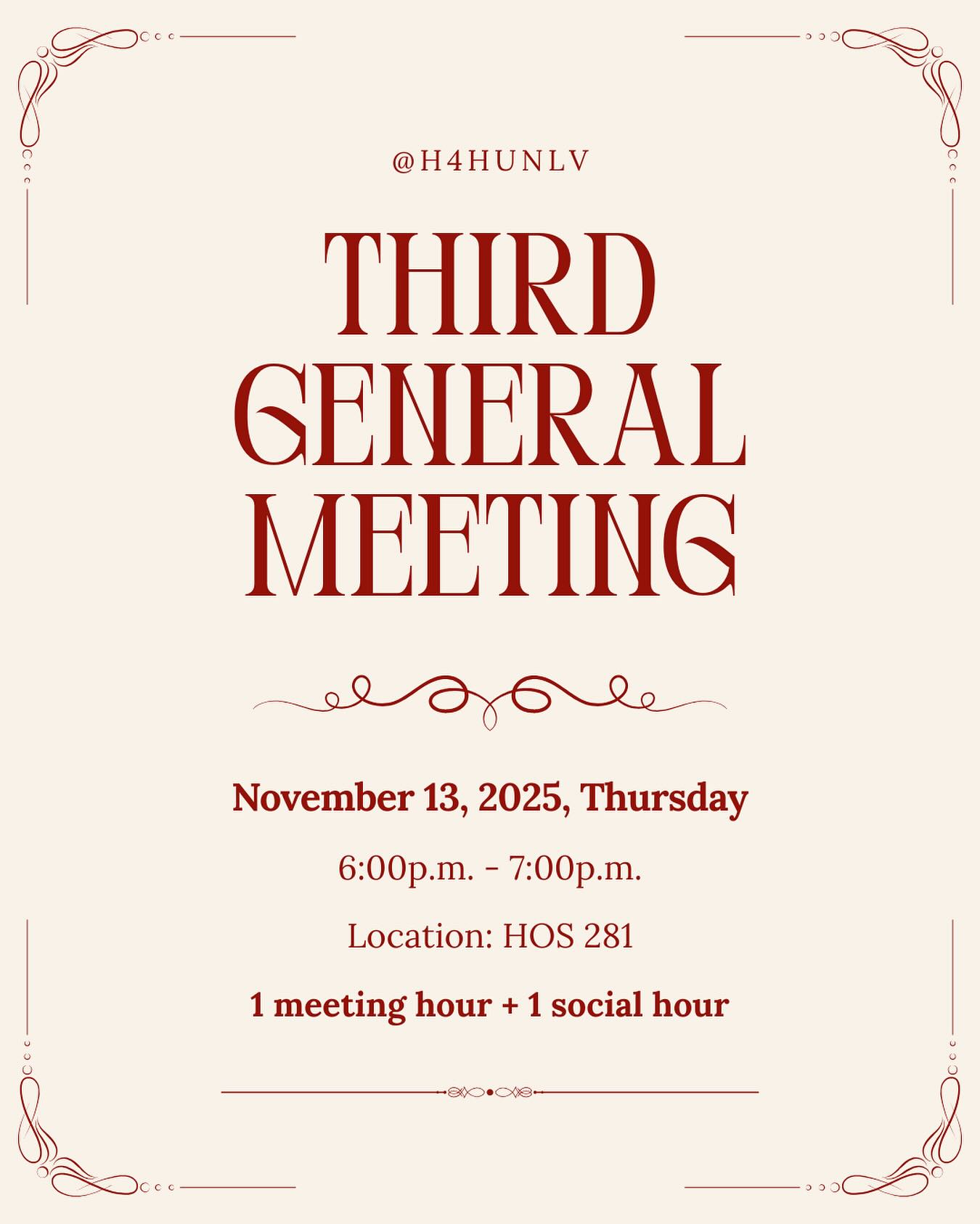 Join us for our THIRD GENERAL MEETING on November 13th at 6pm in HOS 281! We’ll be making vision boards, celebrating our accomplishments, and sending off our graduating seniors!
📢Attend to earn 1 meeting hour + 1 social hour
📢Food provided — please RSVP through linktree or our website calendar to reserve your portion!
We can’t wait to see you there❤️