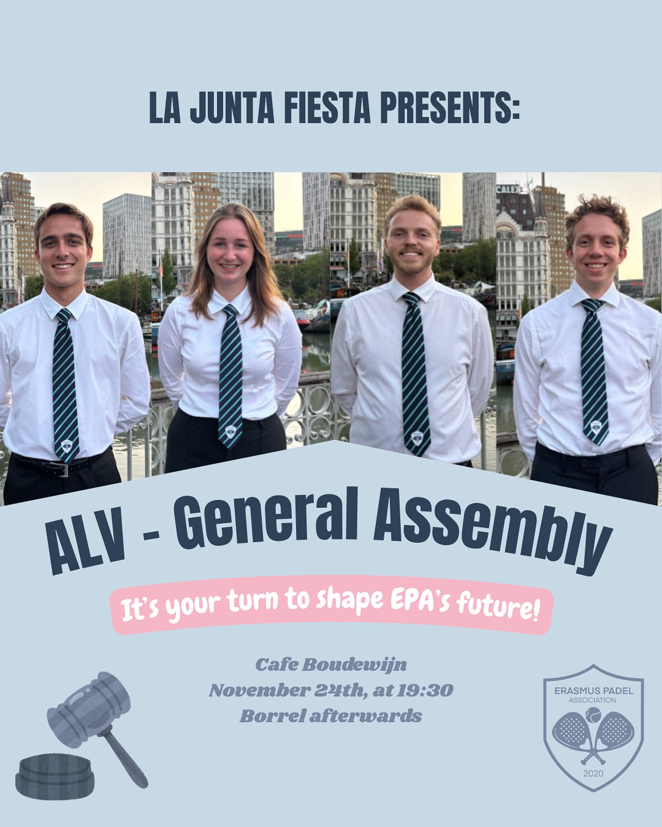 ๐ญ ALV - General assembly ๐ญ
On the 24th of November itโs time for our first ALV ever! This is your opportunity to share your thoughts about board decisions so far! Together we can shape the future of EPA ๐ฅ๐
Let us know what you would like to comment about by responding to the invitation email ๐
๐๐: 19:30 at Cafe Boudewijn
