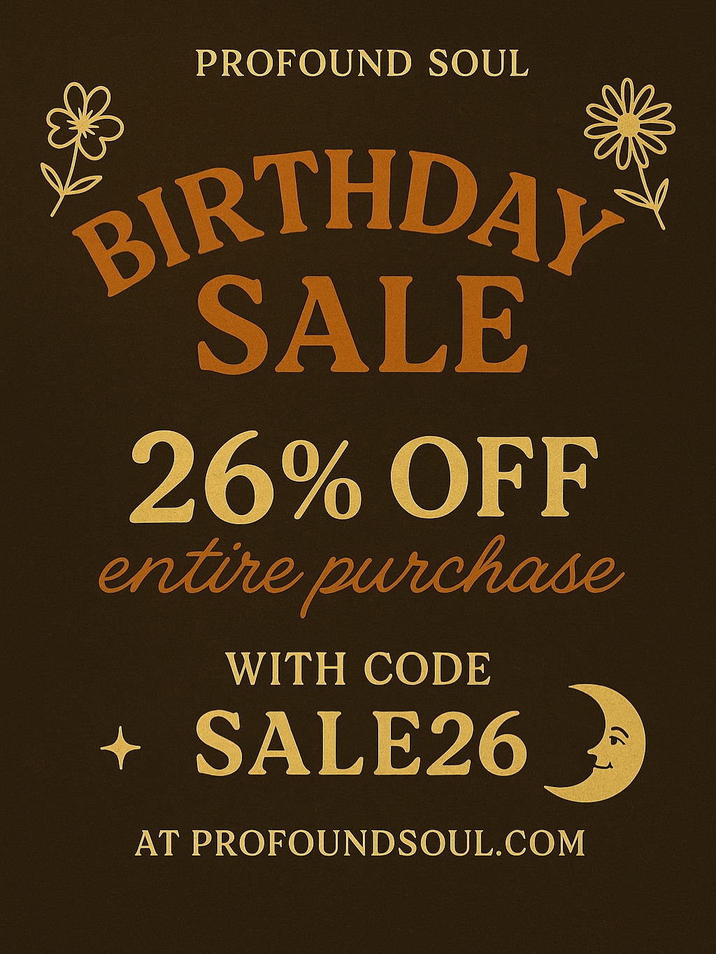 ✨ it’s our founder’s birthday! ✨
And you know we had to celebrate in true Profound Soul style — with 26% off your entire purchase! Beginning 11/6-11/9 🕯️🌙
We’ve got new apparel, cleansing sprays, and crollerballs — all created with intention, energy, and soul. Whether you’re manifesting peace, grounding your energy, or simply evolving into your next chapter, this collection was made for you 🤍
Use code SALE26 at checkout to save some magic ✨
shop now at profoundsoul.com
#shopsmall #birthdayvibes #salealert #spiritualbrand #selfcarejourney #wellnessvibes #mindbodyspirit #healingenergy #intentionalliving #energyshift #manifestmagic #slowliving #calmspaces #soulsunday #elevateyourenergy
