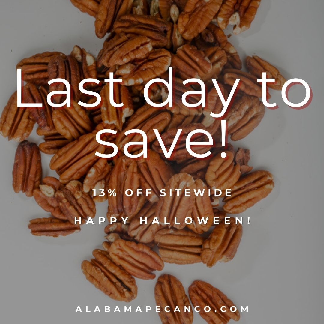 👻 Last chance, y’all — our BOO SALE disappears at midnight!
Take 13% off sitewide when you use code BOO at checkout.
🎃 Pecans, pies, candies, coffee, and more — everything’s on sale!
📦 Free shipping in the continental U.S.
🕛 Ends TONIGHT!
Once the clock strikes twelve, this sweet deal turns into a pumpkin. 😉
#AlabamaPecanCompany #LastChance #BOOSale #HalloweenDeals #PecanPieSeason #ShopSmall #SweetSouthern