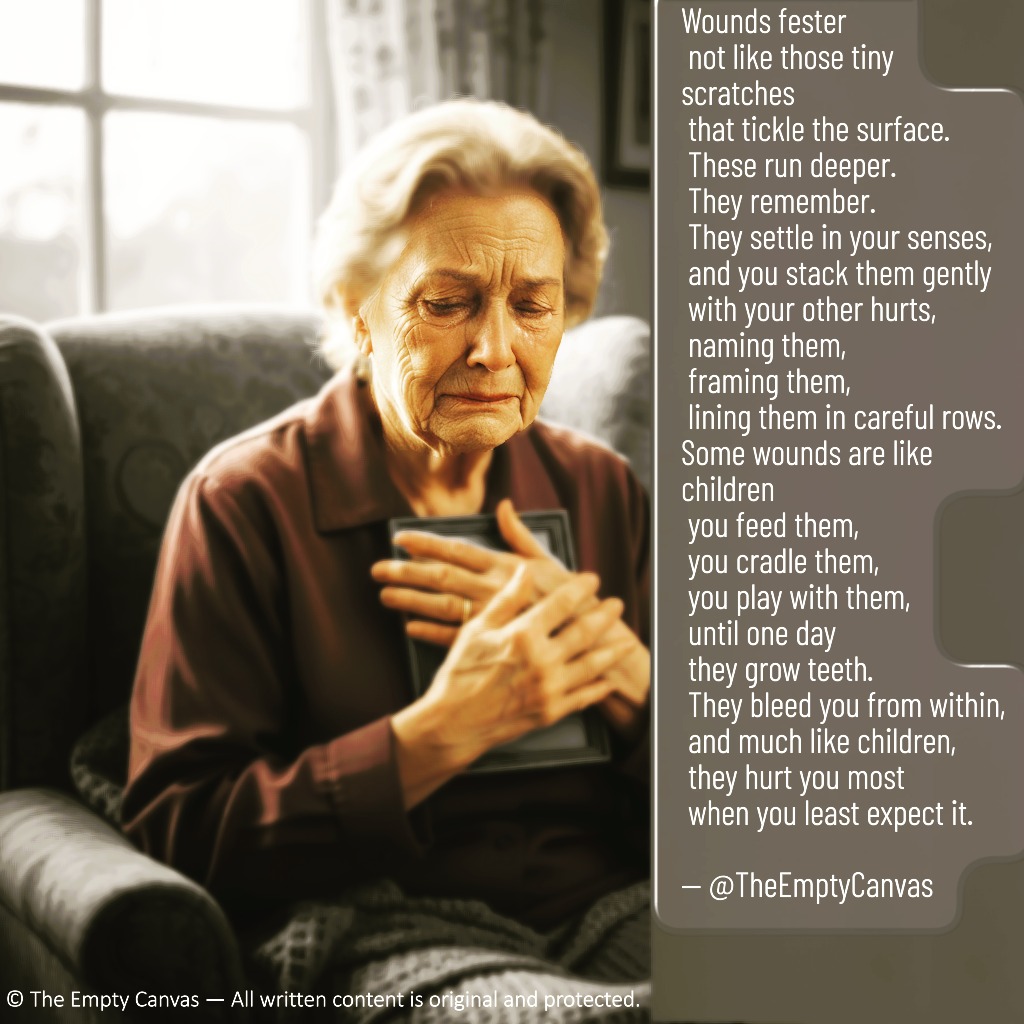 #Poetry #InstaPoetry #DeepPoetry #DarkPoetry #SpilledInk #PoetryCommunity #PoetsOfInstagram #WritersOfInstagram #EmotionalWriting #PainAndHealing #HealingThroughWords #BrokenButHealing #TraumaNarratives #MentalHealthAwareness #LifePoems #SoulfulPoetry #IndiePoet #IndieWriter #ShortPoems #TheEmptyCanvas