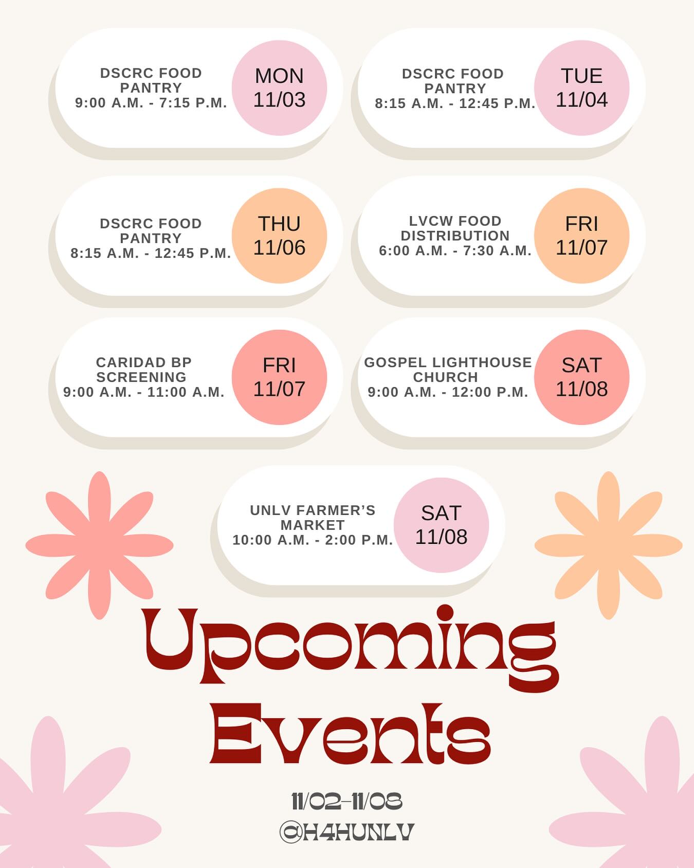 Happy Monday H4H! Check out this week’s new events and help make a positive impact in our community!
🌟 Sign up now at h4hunlv.org or click the link in bio to get involved!