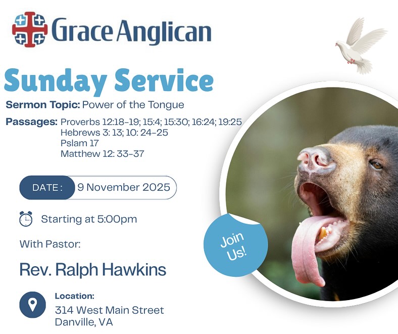 Happy Sunday!
We hope to see you tonight at Grace Anglican Fellowship.