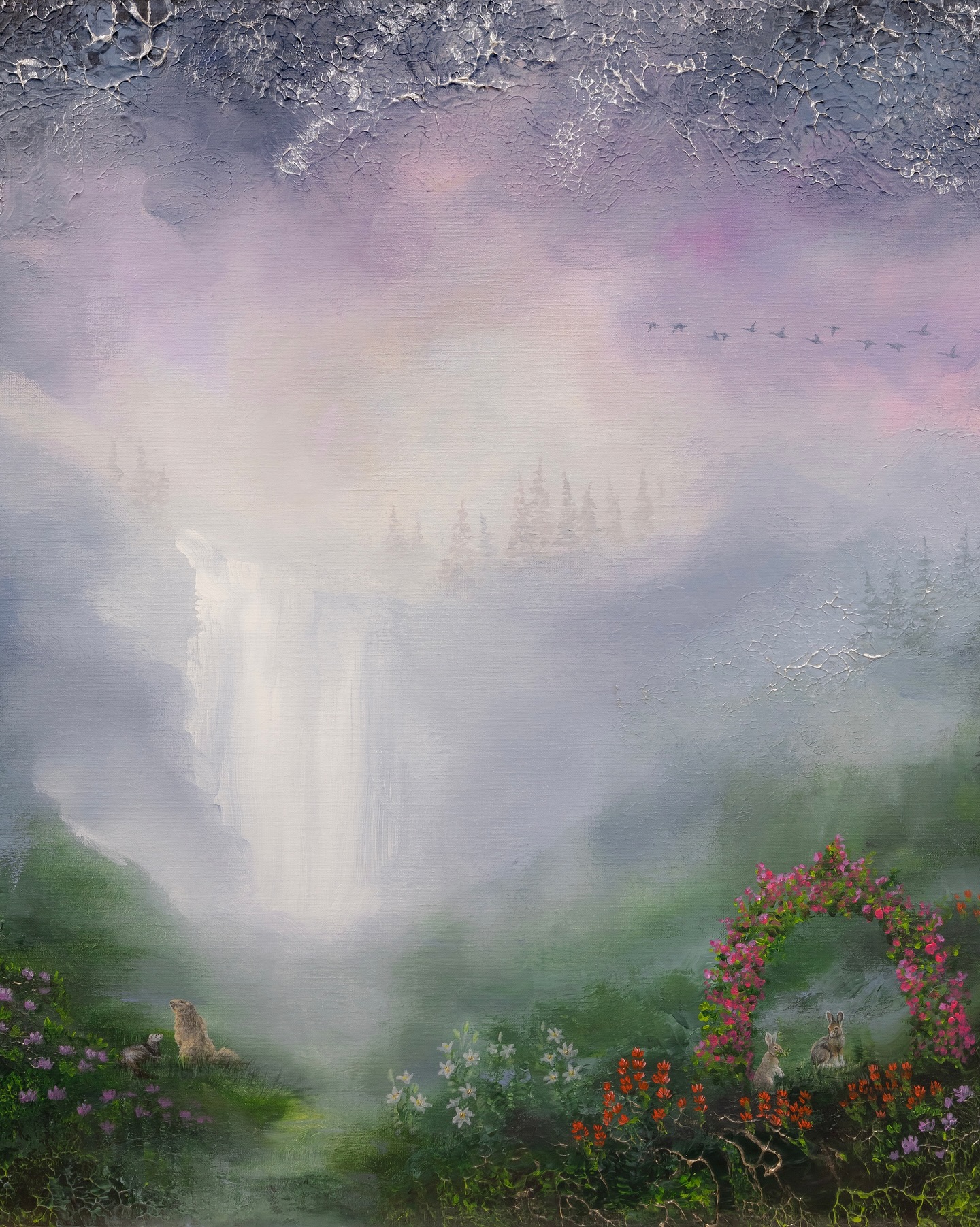 Freya is a ferret who is the star of this painting 🥹💕 Last year, I got a commission that was supposed to feature the following:
* Nature from Washington State, like Snoqualmie Falls
* The customer’s favorite flowers and flowers from Washington State
* The customer’s beloved pet, Freya
* An Olympic marmot
The customer liked my nightscape paintings, so I chose a slightly darker color scheme for this painting 💜
The last three photos and the video show the actual print!
A few prints left on my website 🫶🏼
Freya’s Adventures
70 x 100 cm
acrylic on canvas
commissioned painting
#slowlifestyle #semiabstractart #artinspiration #landscapeartist #paintingtutorial #fantasyart #colourfulhome #snoqualmie