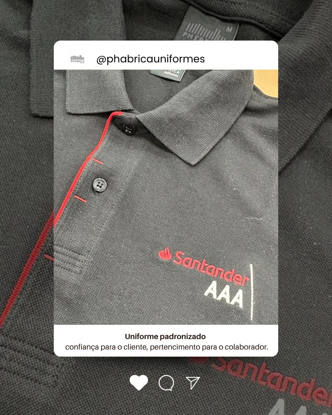 Novo uniforme, padrão Phabrica! 🧵
Criado para quem busca qualidade, conforto e durabilidade em cada detalhe.
✔️ Tecido resistente que mantém o visual impecável
✔️ Acabamento reforçado para encarar a rotina
✔️ Bordado de alto padrão que valoriza sua marca
Uniformizar a equipe é mais do que vestir igual, é transmitir profissionalismo e confiança todos os dias.
💼Entre em contato e leve o padrão Phabrica para a sua empresa.