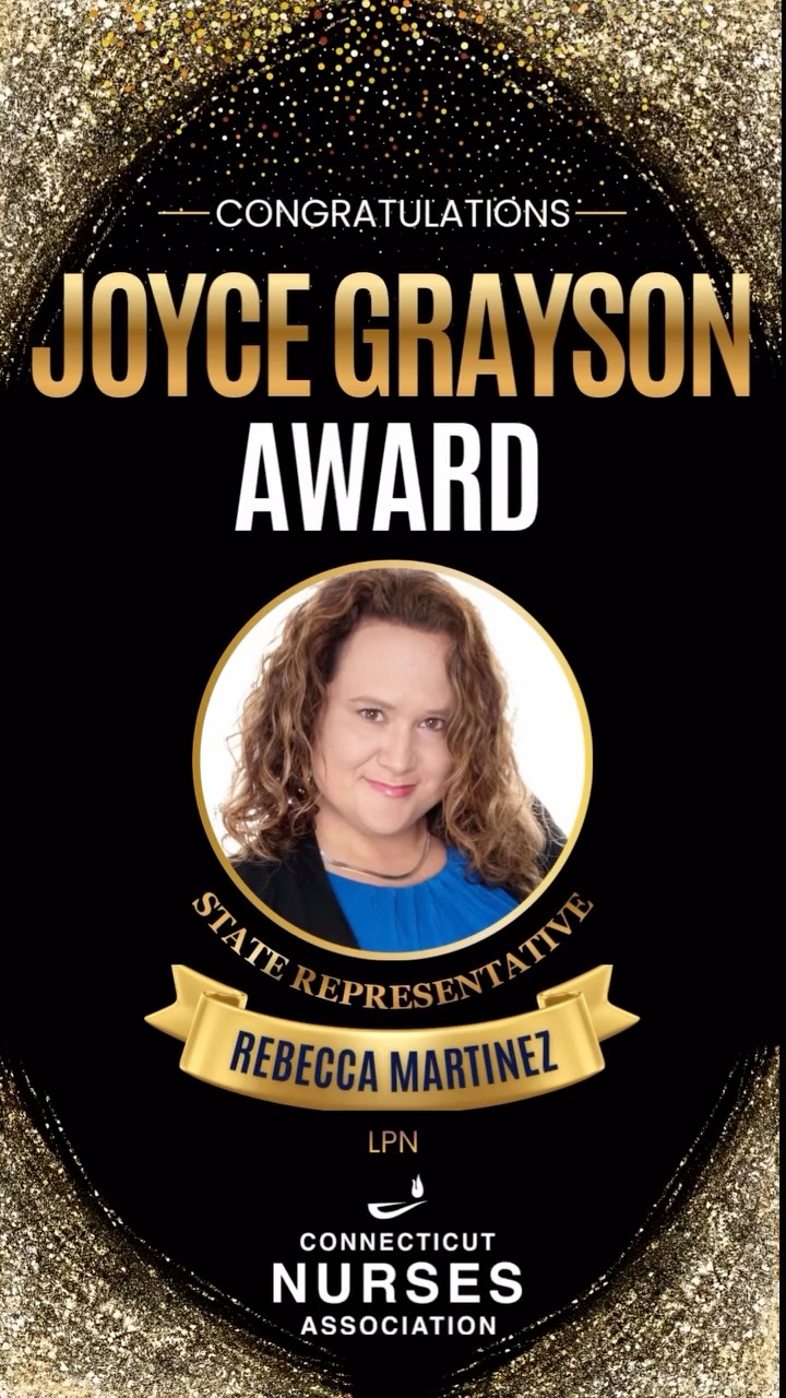 ✨ Honoring State Representative Rebecca Martinez, LPN ✨
Recipient of the Joyce Grayson Award
For over 26 years, Representative Rebecca Martinez has embodied what it means to lead with compassion — both at the bedside and in the legislature. From her work in behavioral health to her role as a first-term State Representative, she has fought to protect nurses, increase Medicaid funding, and ensure fair treatment for healthcare workers.
A lifelong advocate for equity and empowerment, Rep. Martinez mentors healthcare workers to run for office — reminding us that those at the bedside must also be at the table. Her dedication continues to inspire the next generation of nurses and leaders across Connecticut.
Join us in celebrating Rep. Martinez’s impact at the Connecticut Nurses Association Awards Celebration 🩵
📅 Thursday, November 13, 2025
🕕 6:00–9:00 PM
📍 Amarante’s Sea Cliff, New Haven
#ConnecticutNurses #CTNurses #CNAwards #NurseAdvocate #NursingLeadership #NursesInPolitics #HealthEquity #NursingExcellence #CNAProud #JoyceGraysonAward
