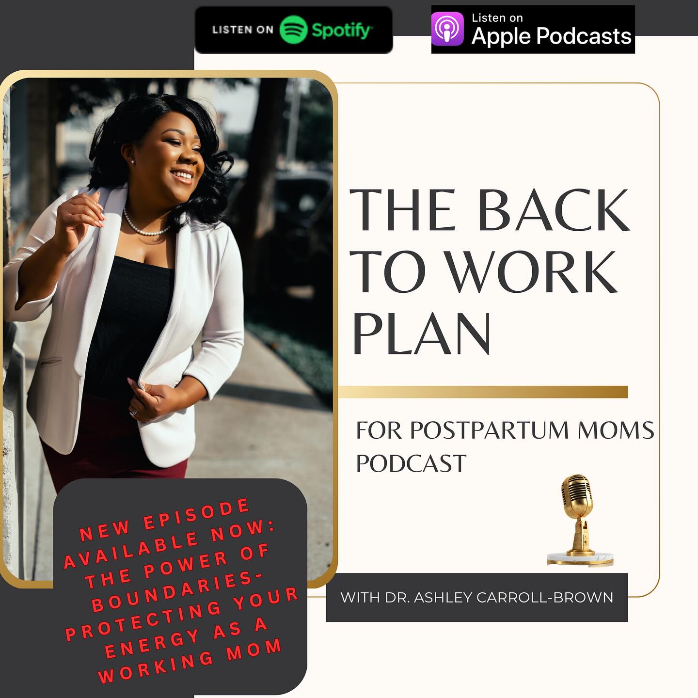 If you’re saying yes when you want to say no, running on empty, or constantly feeling like you’re letting someone down, this episode is for you. Dr. Ashley breaks down what healthy boundaries really look like for working moms — not as walls, but as protection for your peace, energy, and emotional wellbeing. You’ll learn how to identify where your energy is leaking, communicate your needs without guilt, and create realistic limits that help you show up as your best self — at home, at work, and for yourself.