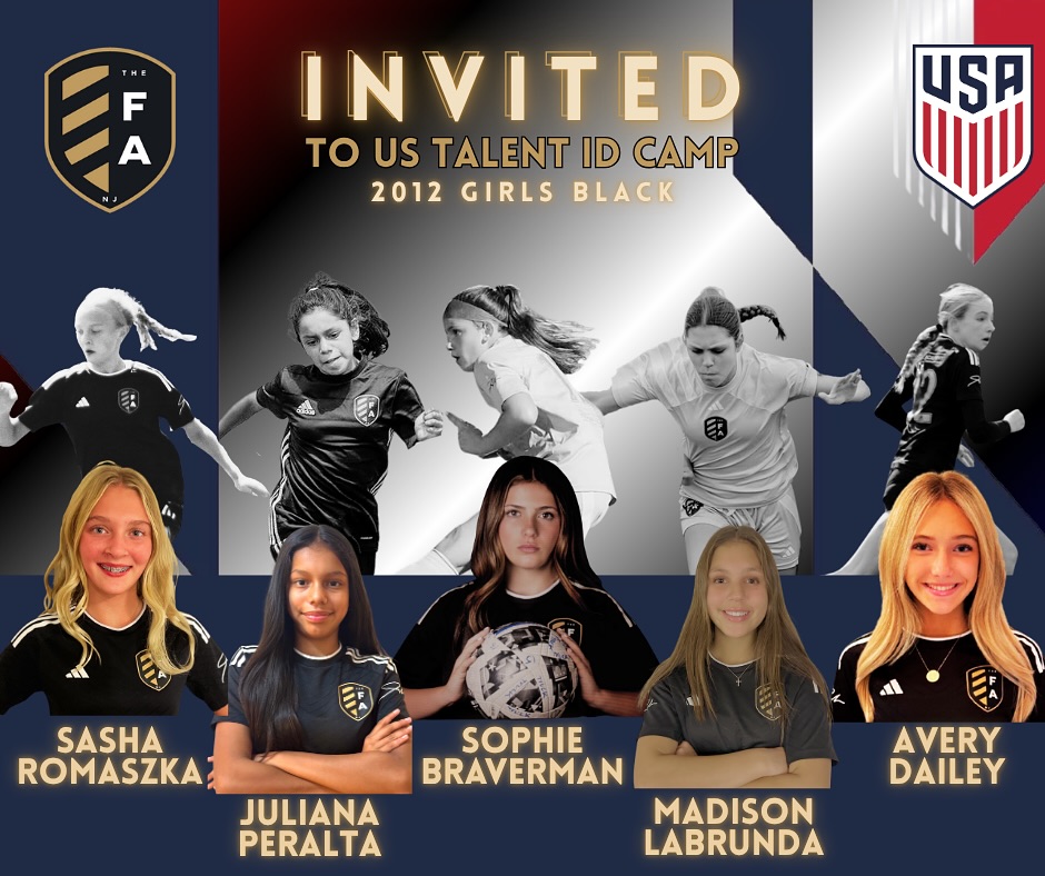 The FA is very proud to have 5 of our 2012 Girls Black invited to The U.S Talent I.D Center in NJ.
This is an amazing day for the girls and for the club as both show great progress.
This is a testament to the impressive work that these girls put into the sport every day and to their amazing team mates who provide continuous support.
Well done Girls, The FA is proud of you.
#TheFAway #njsoccer #usspccer #uswnt