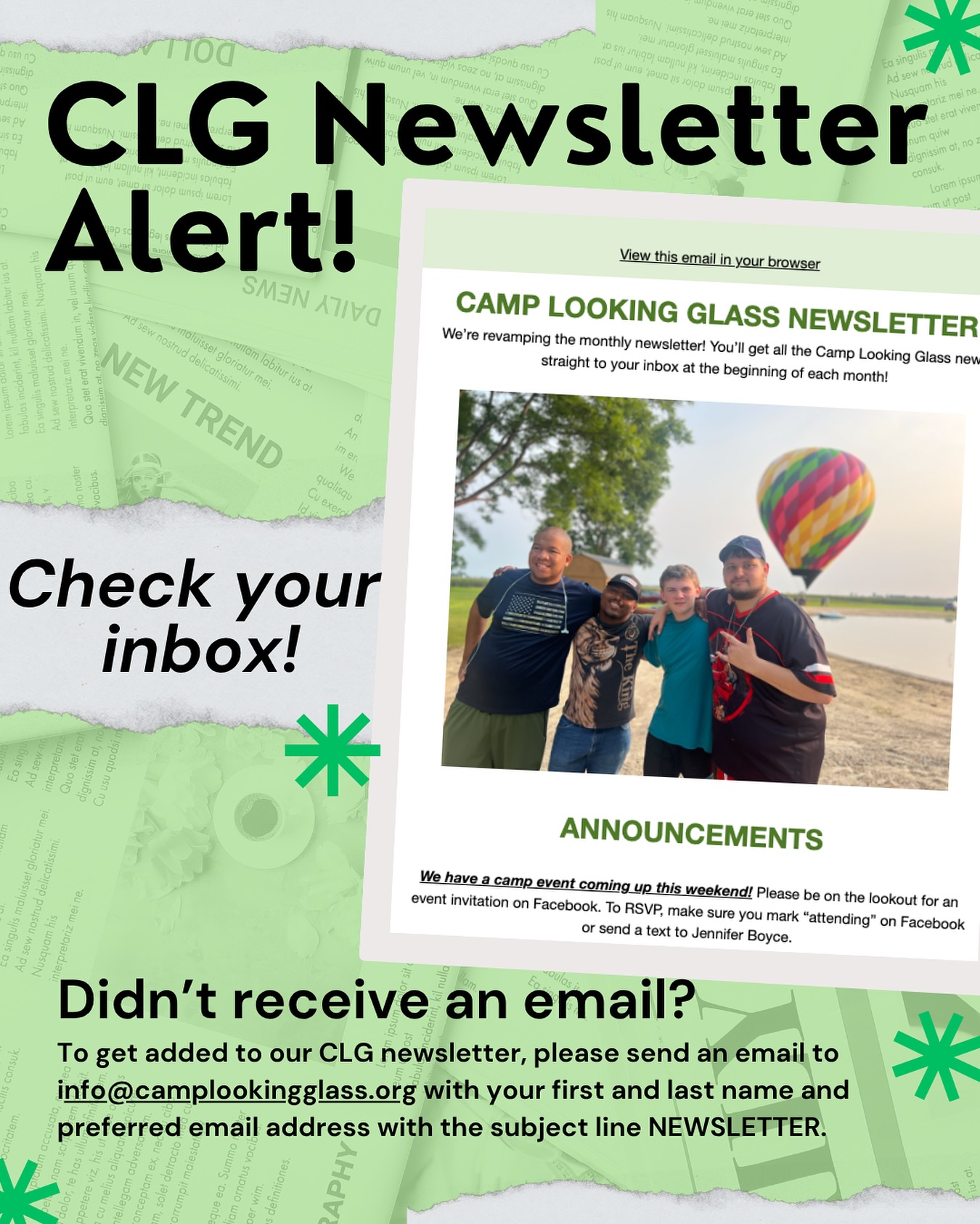 HOT OFF THE PRESS! November newsletter is live! Check your inboxes for all the CLG info you need this month.
Aren’t on our subscriber list? Send us a DM with your email address and we’ll get you added ASAP! ✨💚