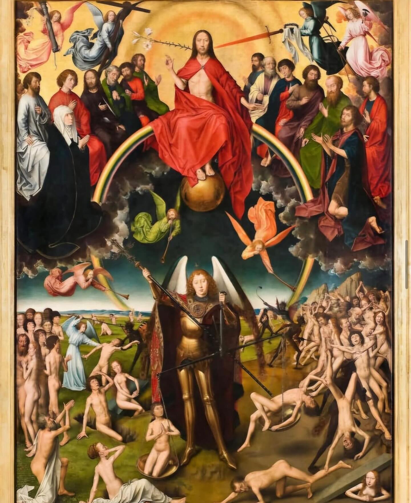 Évangile du huitième dimanche d’automne.
Ne croyez pas que je sois venu apporter la paix sur la terre : je ne suis pas venu apporter la paix, mais l’épée. Je suis venu séparer l’homme de son père, la fille de sa mère, la belle-fille de sa belle-mère : les ennemis de l’homme seront ses serviteurs. Un frère se moquera de son frère jusqu’à la mort, une mère de son fils, et les enfants se lèveront contre leurs parents et les feront mourir. Celui qui aime son père ou sa mère plus que moi n’est pas digne de moi ; celui qui perdra sa vie à cause de moi la retrouvera. Ne craignez pas ceux qui tuent le corps mais ne peuvent tuer l’âme. Craignez plutôt celui qui peut jeter dans la géhenne le corps et l’âme.
Image : Triptyque du Jugement dernier de
Hans Memling, 1467-1473.
#eglisegnostiqueapostolique