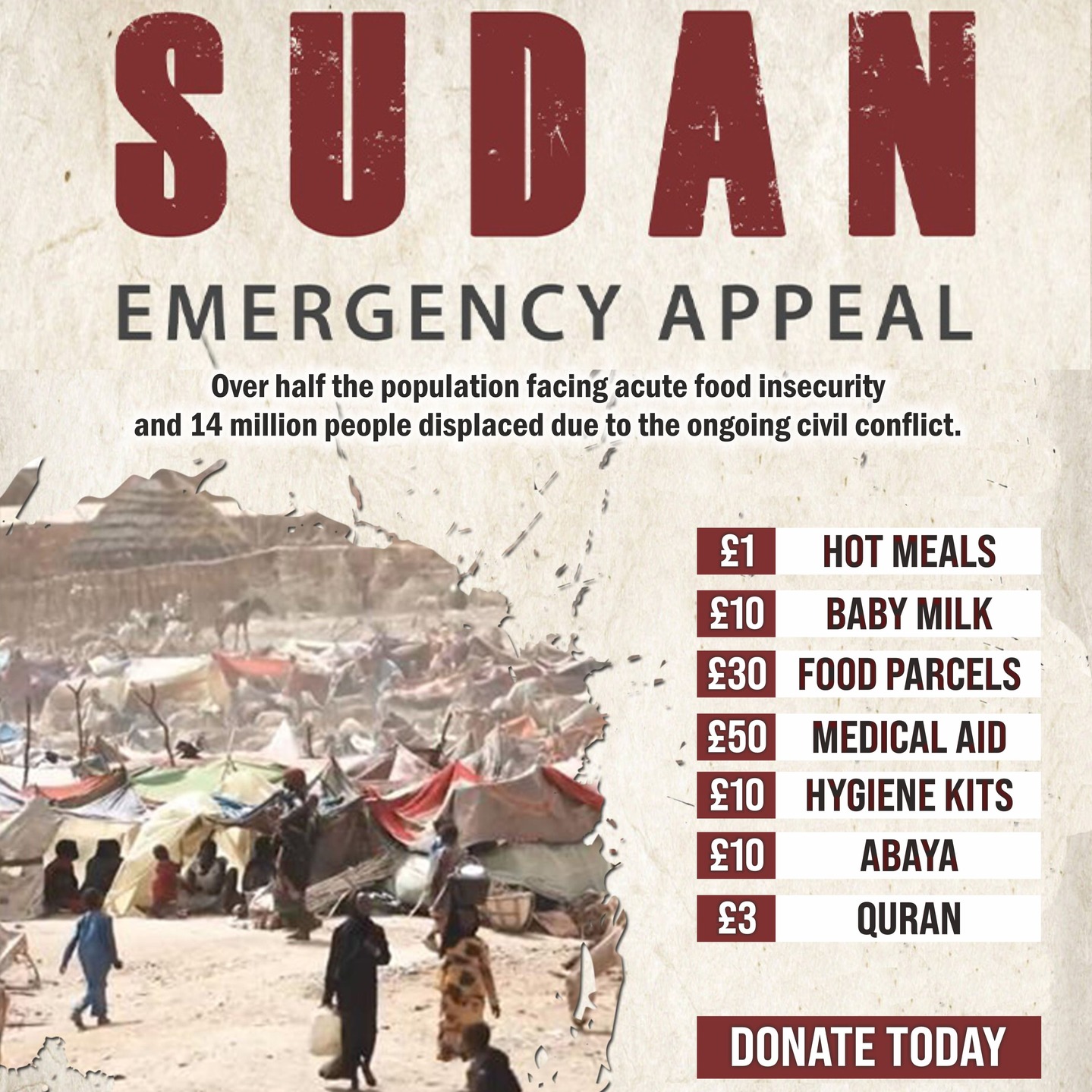 #Sudan #Emergency Appeal
Over half the population facing acute food insecurity and 14 million people displaced due to the ongoing civil conflict.
Donate Today
www.mercytotheworld.co.uk