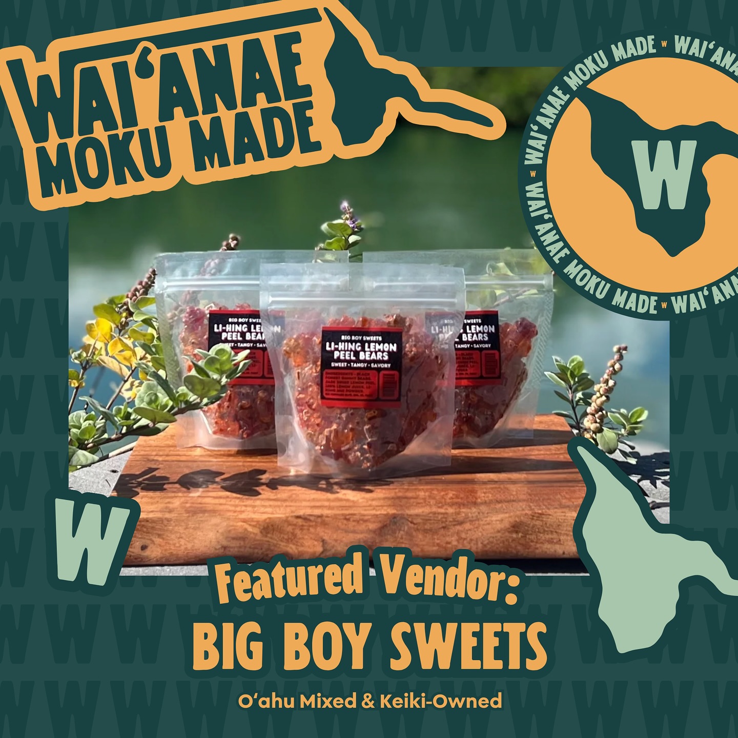 Get ready to satisfy your sweet tooth! Big Boy Sweets brings you all the local favorites — from creative candy mixes and gummies to mouthwatering treats that pack the perfect combo of sweet, sour, and ono.
.
Find Big Boy Sweets at Waiʻanae Moku Made and grab your favorite sweets before they sell out! 🙌🏽
.
Waiʻanae Moku Made
November 8, 2025
4:00 - 8:00 PM
#localsupportinglocal #westsideandproud #WEDC #wai’anaemokumade