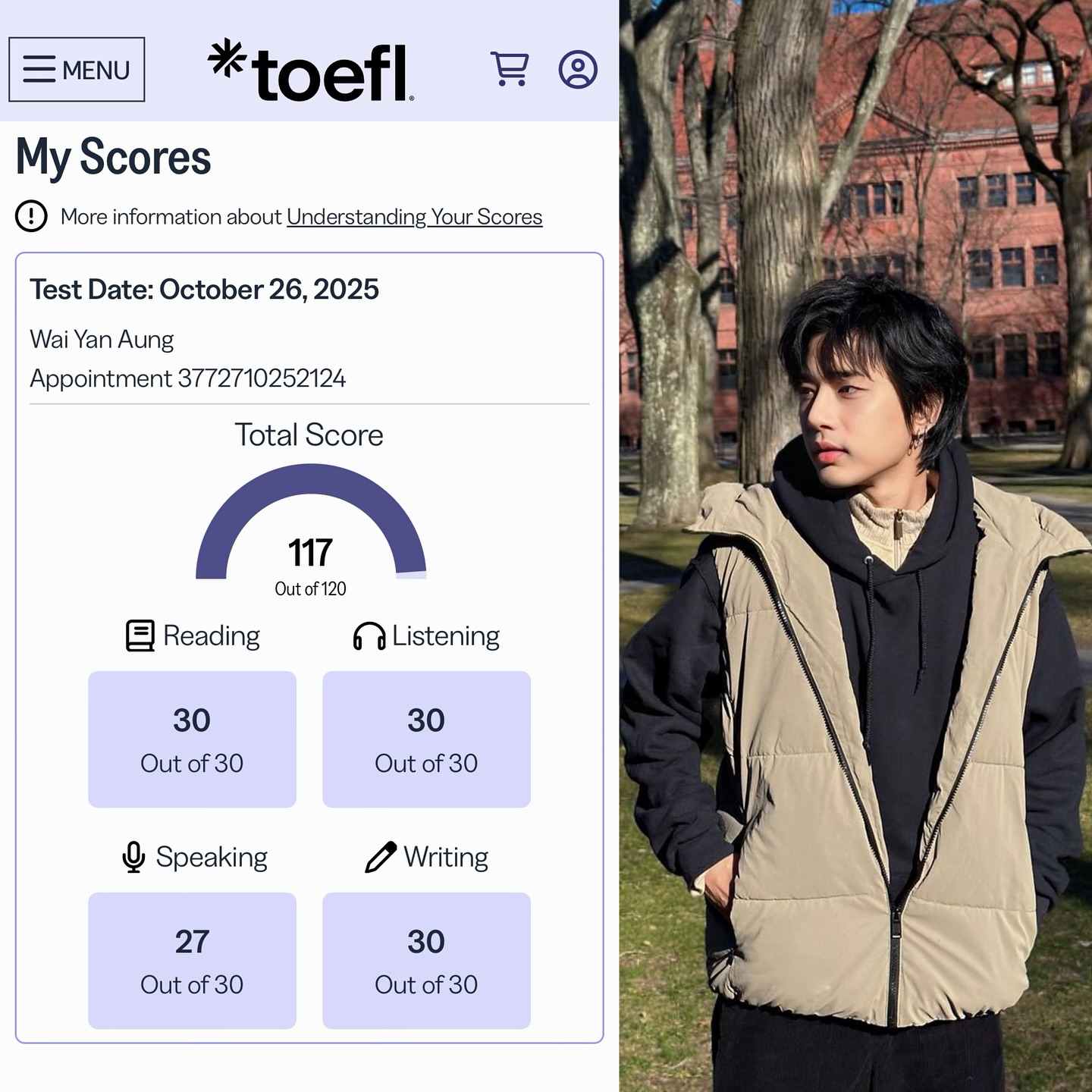 TOEFL Achievement - 117/120 🥳🤩
I’m truly happy to share that I earned a 117/120 on the TOEFL
(R30, L30, S27, W30).
As a current graduate student preparing to pursue further advanced studies, I wanted to give my very best.
The program I plan to apply to prefers an overall 104 and at least 26 in each section, so I’m deeply grateful to exceed the requirement as I continue this journey toward my academic goals.
This result reflects consistency, discipline, and my commitment to lifelong learning.
As a refugee who arrived in the United States with hope, uncertainty, and a purpose to keep learning and serve others, moments like this remind me how far belief and perseverance can take us.
My mission remains rooted in empowering students and communities affected by conflict and displacement, and this milestone gives me even more strength and confidence to keep going.
Thank you to everyone who encourages, supports, and believes in me.
Onward with gratitude, purpose, and determination. 🙏🏻