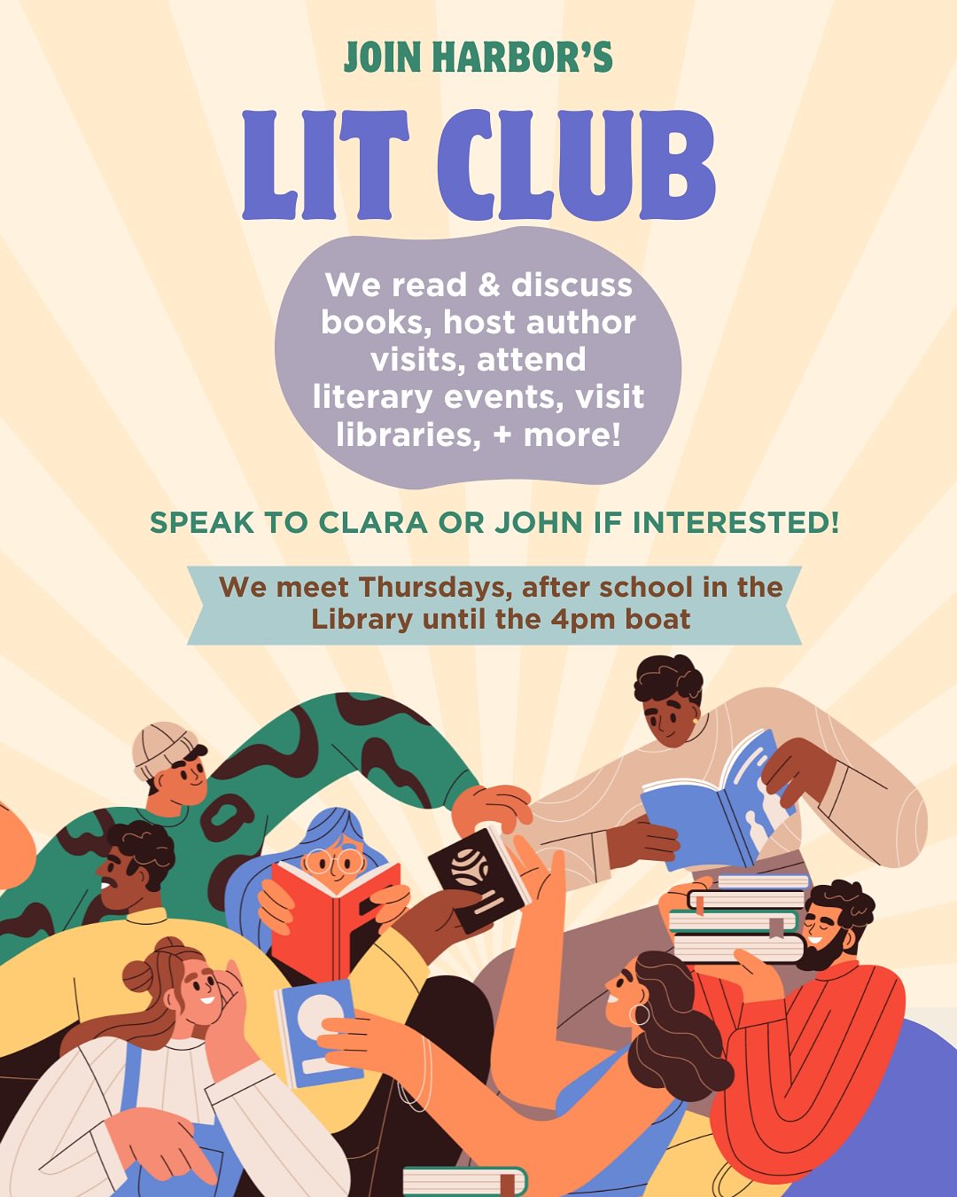 Calling all bookworms! Join Harbor’s Lit Club to dive into some amazing reads! Our first read will be “Skin,” the new release from Ibi Zoboi, and next up will be Julia Alvarez’s “How the García Girls Lost Their Accents.”
Even more exciting? We’re taking our first field trip to Teens Read: The 2025 National Book Awards on Tuesday, Nov. 18th! We’ll get to meet authors, maybe even get our books signed!
Want to join the fun? We read awesome books, host author visits, go to literary events, and so much more! Come hang out with us Thursdays after school in the Library until the 4pm boat. Speak to Clara or John if you’re interested! #HarborLitClub #BookLovers #TeensRead