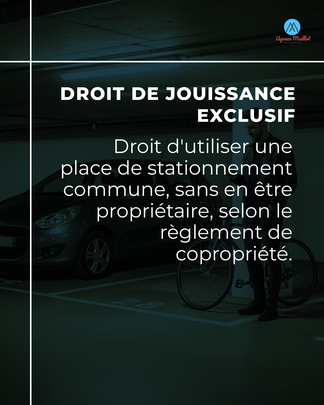 Le droit de jouissance exclusif pour une place de stationnement est un concept clé dans les copropriétés. 📝
Ce droit permet à un copropriétaire d'utiliser une place de stationnement commune de manière exclusive, tout en restant une partie commune. Cela signifie que, bien que la place ne soit pas la propriété du copropriétaire, elle est exclusivement réservée à son usage. 🅿️
Ce droit est généralement défini dans le règlement de copropriété, qui précise quelle place est attribuée à quel copropriétaire et pour combien de temps. Cette organisation permet de garantir un usage équitable et ordonné des espaces communs.
En ayant ce droit, les copropriétaires bénéficient d'une sécurité et d'une prévisibilité accrues concernant le stationnement, ce qui peut être un avantage majeur dans les zones urbaines denses.
#GestionCopropriété #Stationnement #DroitExclusif
#agencemaillot