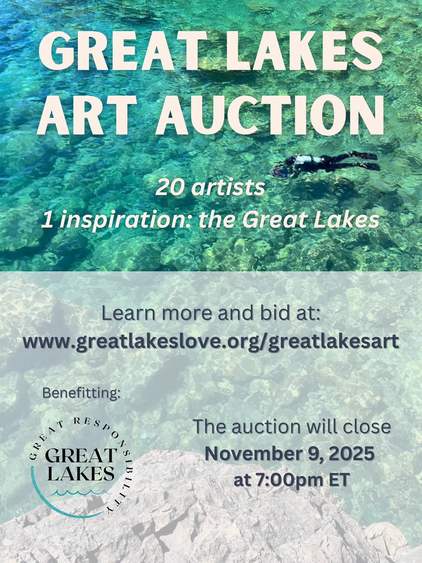 Today is the LAST DAY to place your bids on some beautiful pieces of art. Do some holiday shopping (or shopping for yourself!) all while supporting our Great Lakes-focused mission. Visit www.greatlakeslove.org/greatlakesart to bid now! 🩵 🌊 🌏
