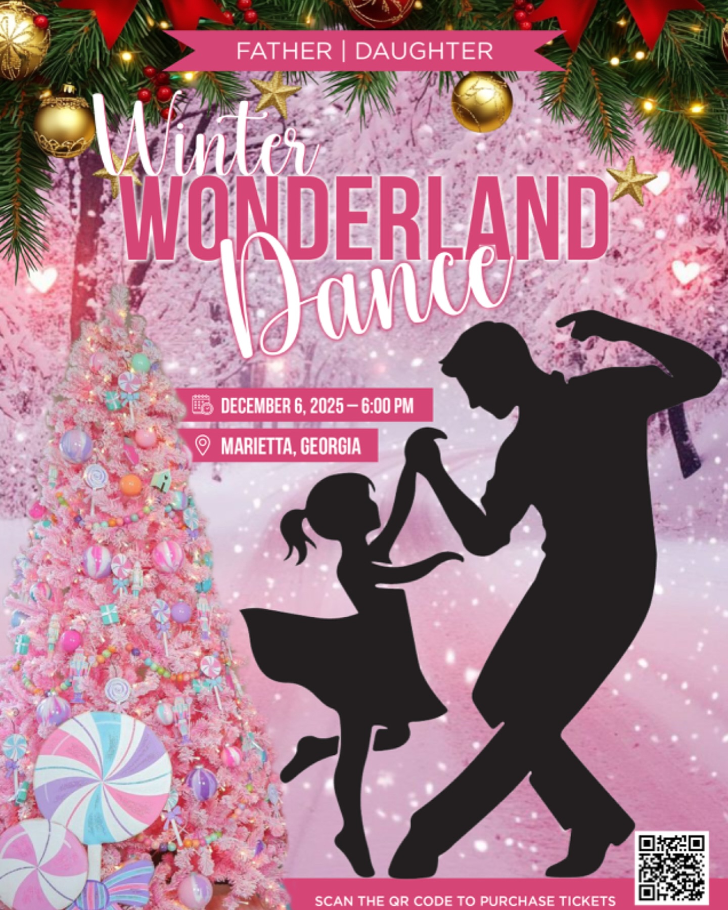 🎄Grab your dancing shoes, dads! 💫
It’s time to twirl the night away at our Winter Wonderland Father–Daughter Dance — a night full of sparkle, smiles, and sweet memories.
📅 December 6, 2025 | 6 PM
📍 Marietta, Georgia
🎟️ Tickets available now — scan the QR code on the flyer to join the fun!
#WinterWonderlandDance #FatherDaughterDance #MariettaGA #HolidayEvent #CheerYourHeartOutGA