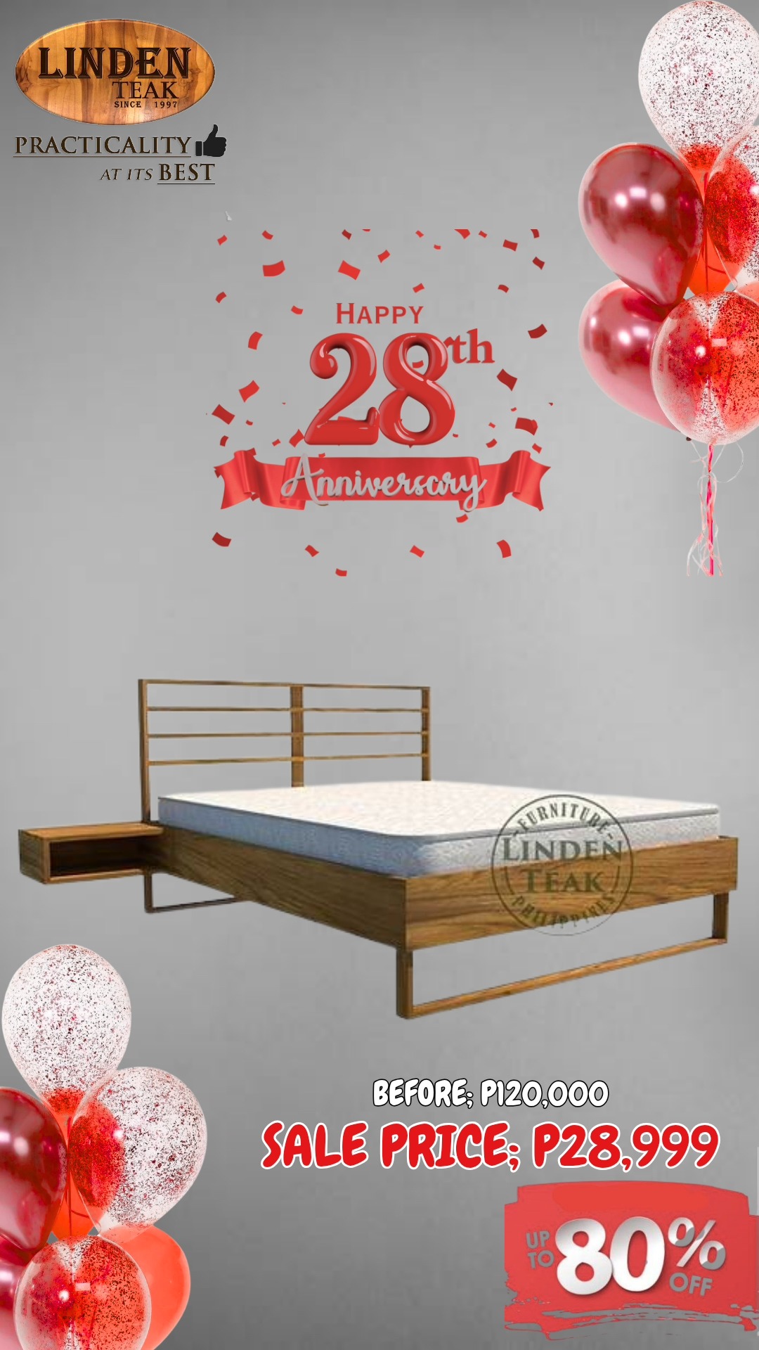 🎉 Celebrating Our 28th Anniversary!
This month only, enjoy up to 80%OFF on select items—our biggest savings of the year! Plus, get 0% interest for up to 12 months on selected purchases.
🪑 We also offer free design consultations and 3D drawings for customized furniture, along with free delivery in select areas.
📍 Visit our stores to explore over 500 actual ITEMS on display, or browse online at www.lindenteakfurniture.com.