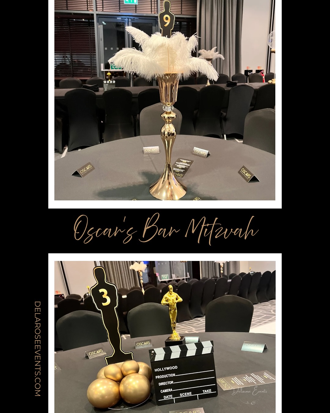 A night worthy of an Academy Award!
We had so much fun designing this epic
Oscars-themed Bar Mitzvah! From the feather-topped gold centerpieces to the clapperboard table decor, every detail screamed Hollywood glamour. Wishing a huge mazel tov to Oscar!
Venue: Village Hotel London Watford
Centrepieces: @delarose_events
Ready to design your award-winning event? Click the link in our bio to start planning!
#BarMitzvahDecor #HollywoodParty #EventStyling #VillageHotelWatford