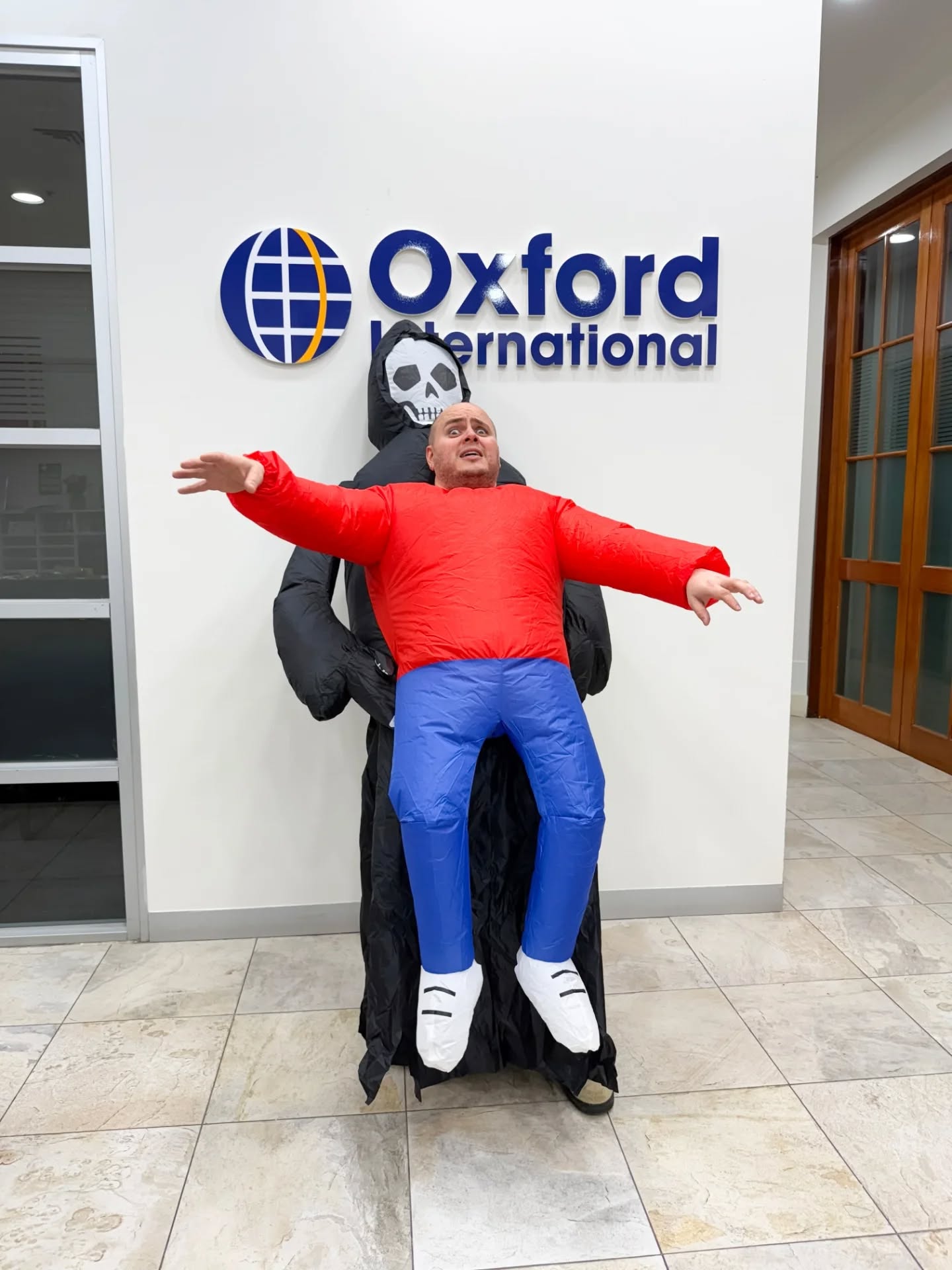 Now let’s take a look at what our evening students got up to for Halloween - the night was full of surprises! 😝👻
✨ Our teacher Juan went all out in a hilarious inflatable costume and hosted a spooky Werewolf role-playing game, which everyone absolutely loved. One of the werewolves turned out to be our teacher Jacqueline - and no one suspected a thing until the very end! 🐺
✨ Students also got creative at our face painting station, adding the perfect finishing touches to their Halloween looks. 🖌️🕸️
✨ Our student support star Grace surprised everyone with delicious hot chocolate, and our students and teachers surprised her right back with a birthday cake and a card! 🎂❣️
To wrap up the night, everyone settled in for a cosy Halloween movie and way too much popcorn - just how we like it. 🤭🍿
#Halloween2025 #SpookySeason #Halloween #MovieNight #WerewolfGame #TrickOrTreat #CampusEvent #StudentLife #UniversalEnglish #OxfordInternational #Melbourne #Australia @oienglishschools