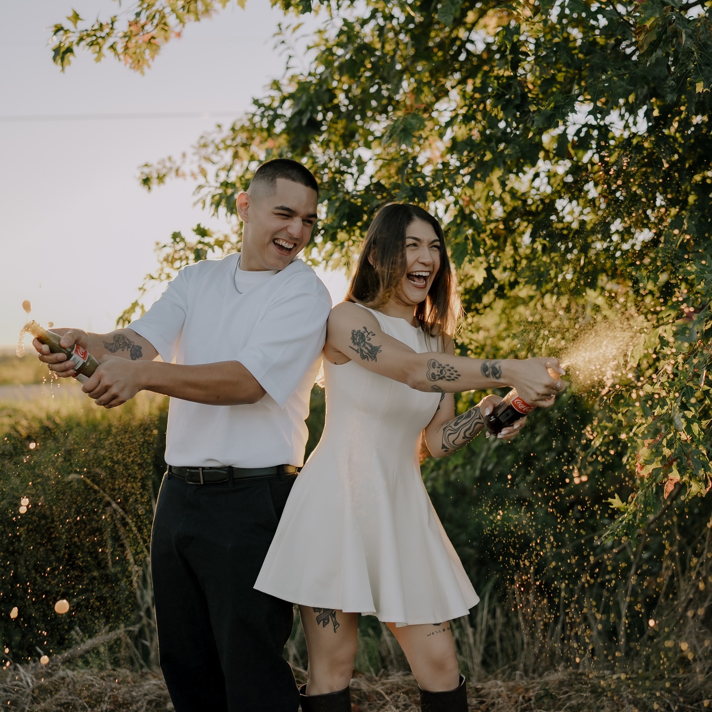 Who needs champagne when you can pop a Coke instead? These two brought just all the fun and awesome vibes to their engagement session.